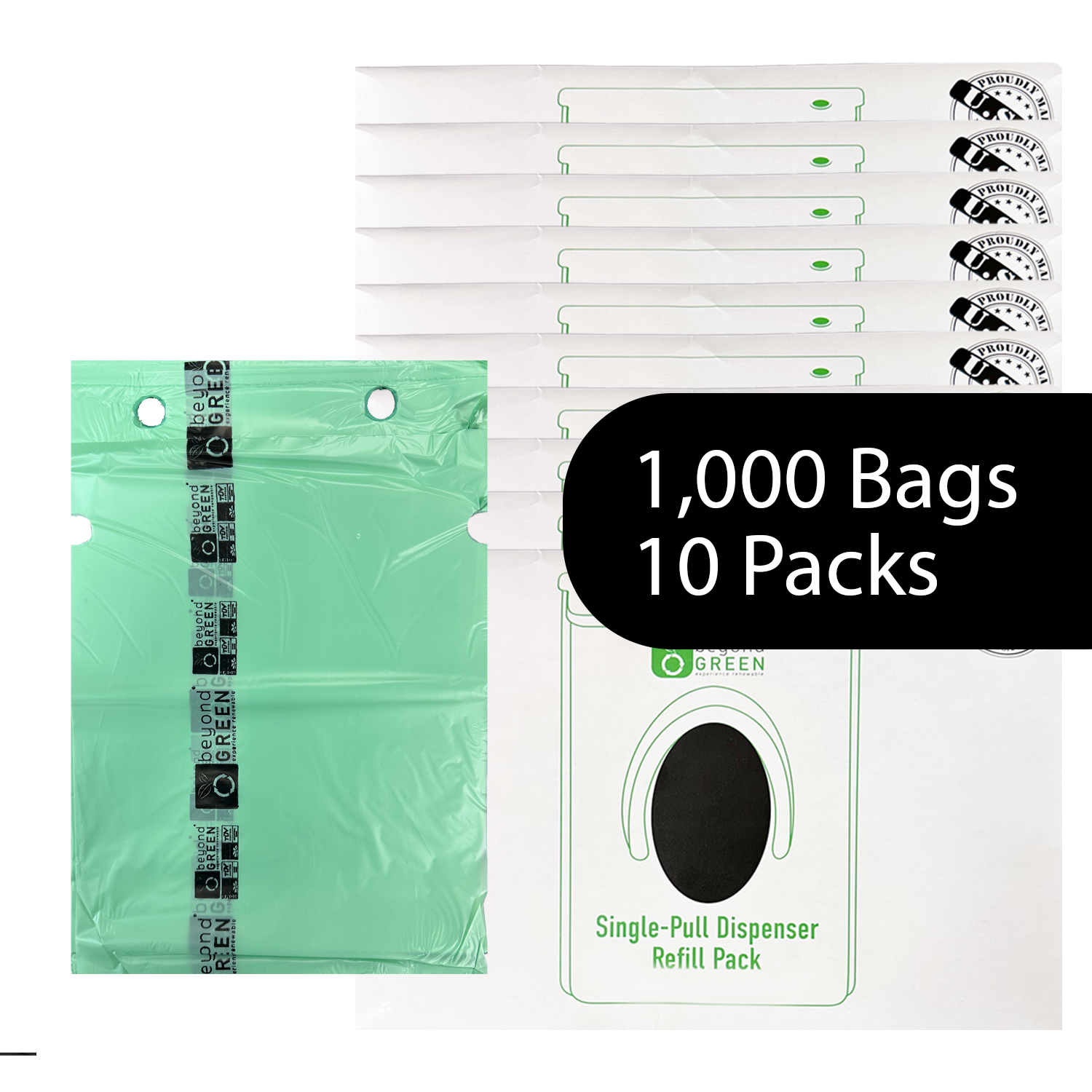 Dog Waste Bags – Single-Pull Refill 9" x 13" – Made in USA