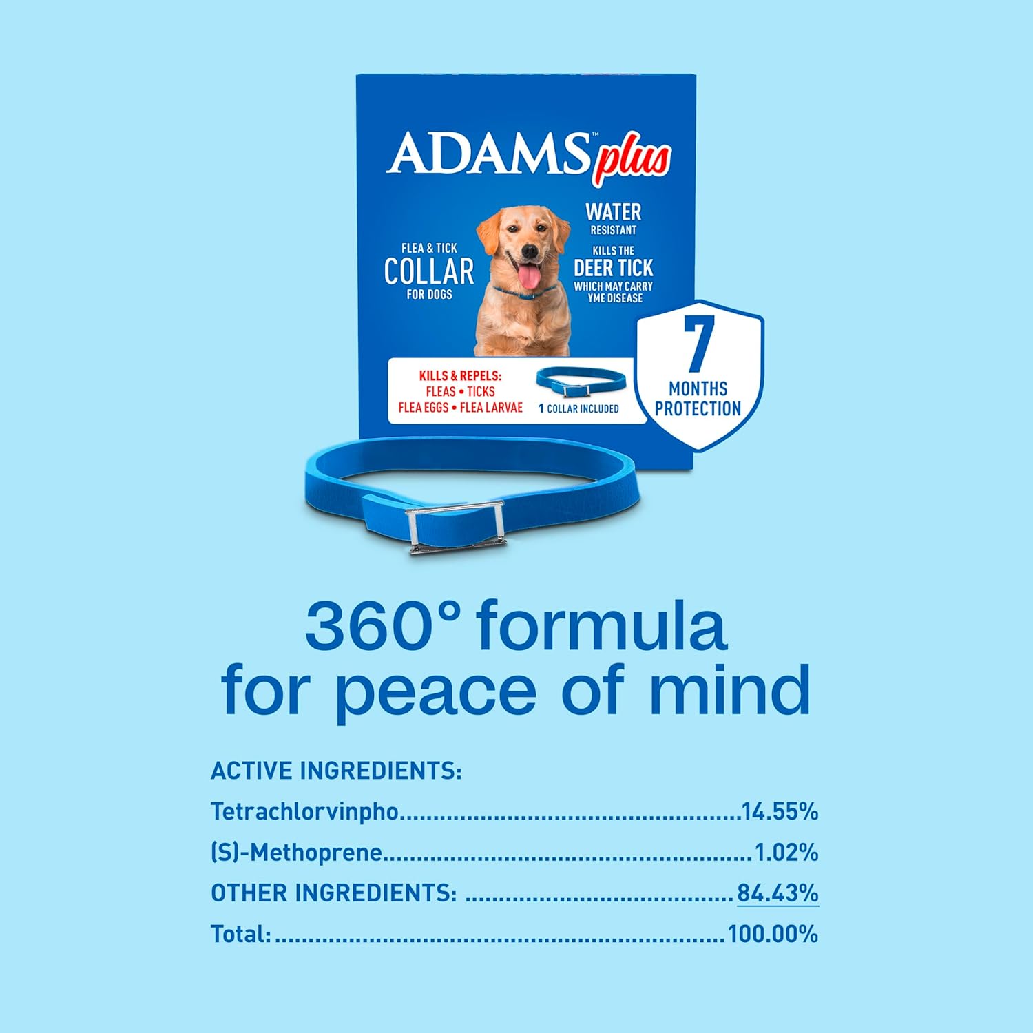 Adams Plus Flea Tick Collar for large Dogs & Puppies