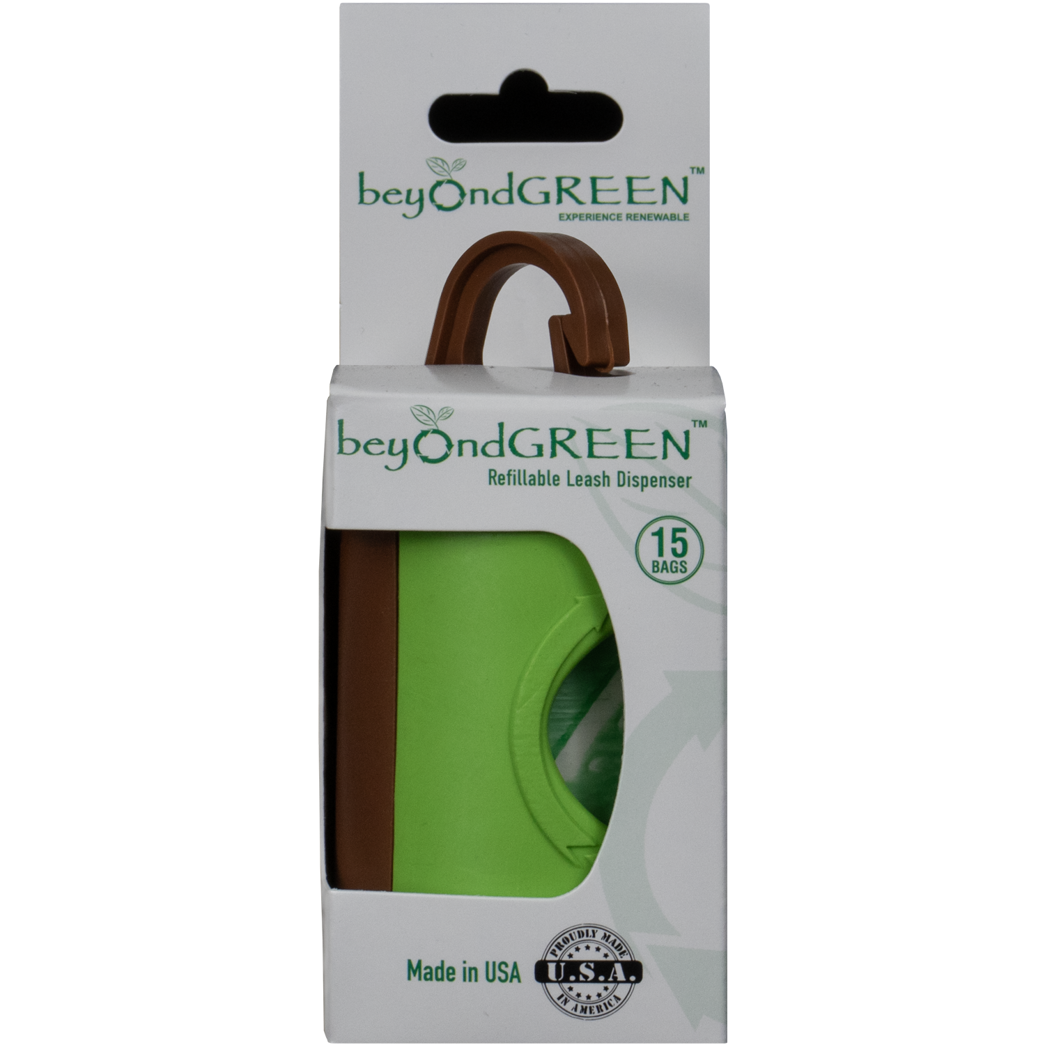 beyondGREEN Dog Waste Bag Leash Dispenser – Clip-On Holder for Standard Rolls – Made in USA