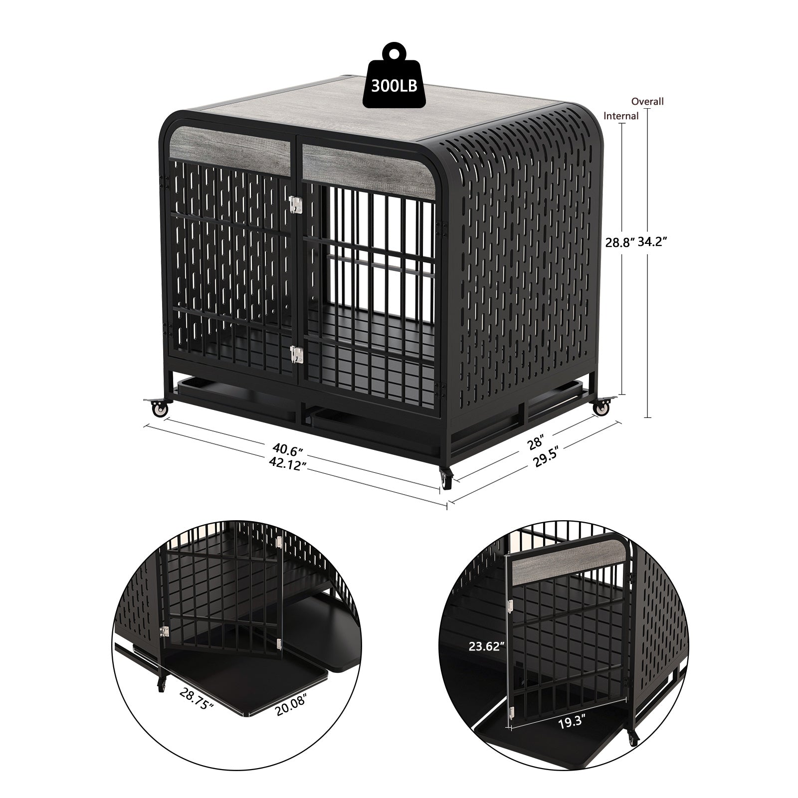 42-Inch Wood Dog Crate