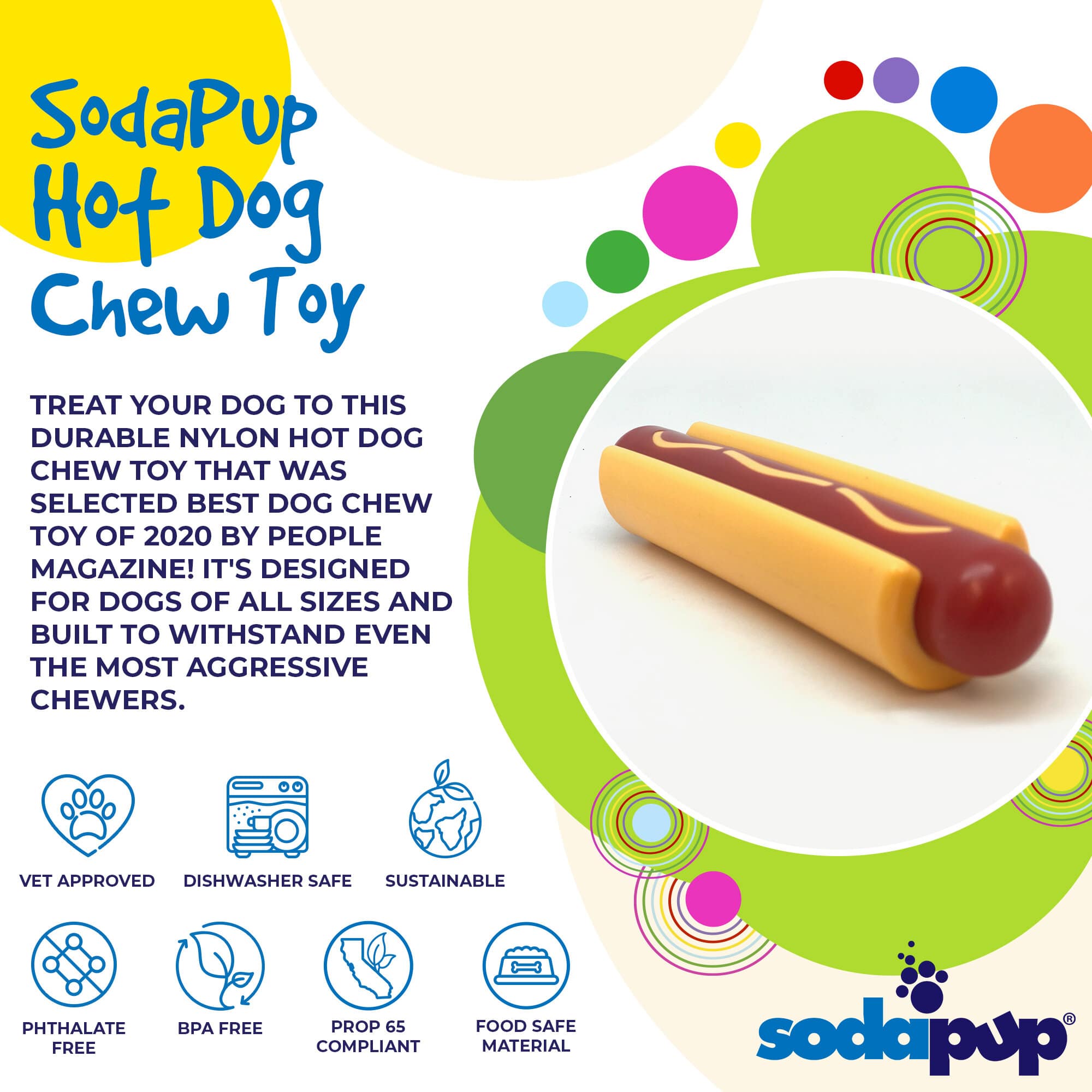 Hot Dog Dog Toy for Aggressive Chewers | American made