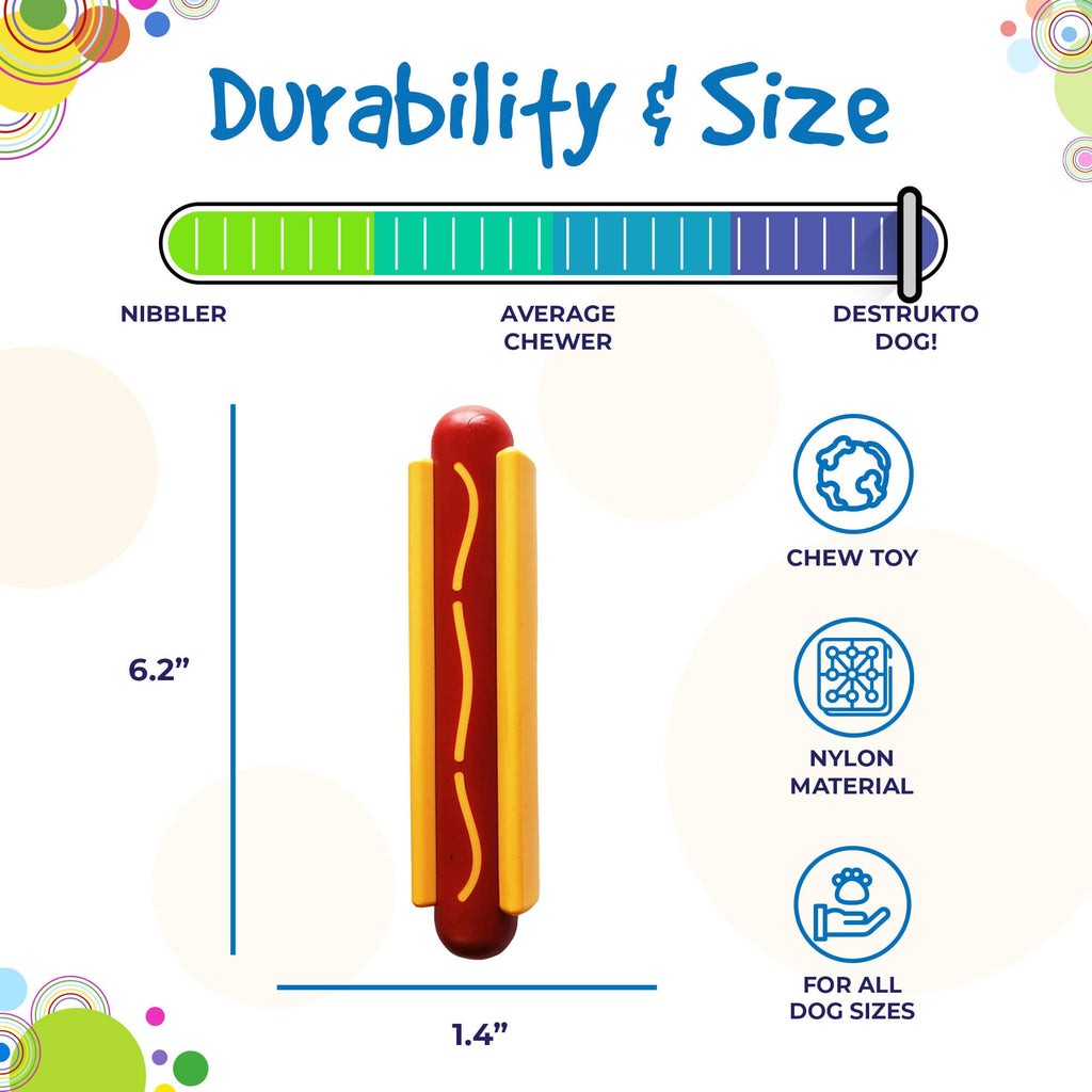 Hot Dog Dog Toy for Aggressive Chewers | American made