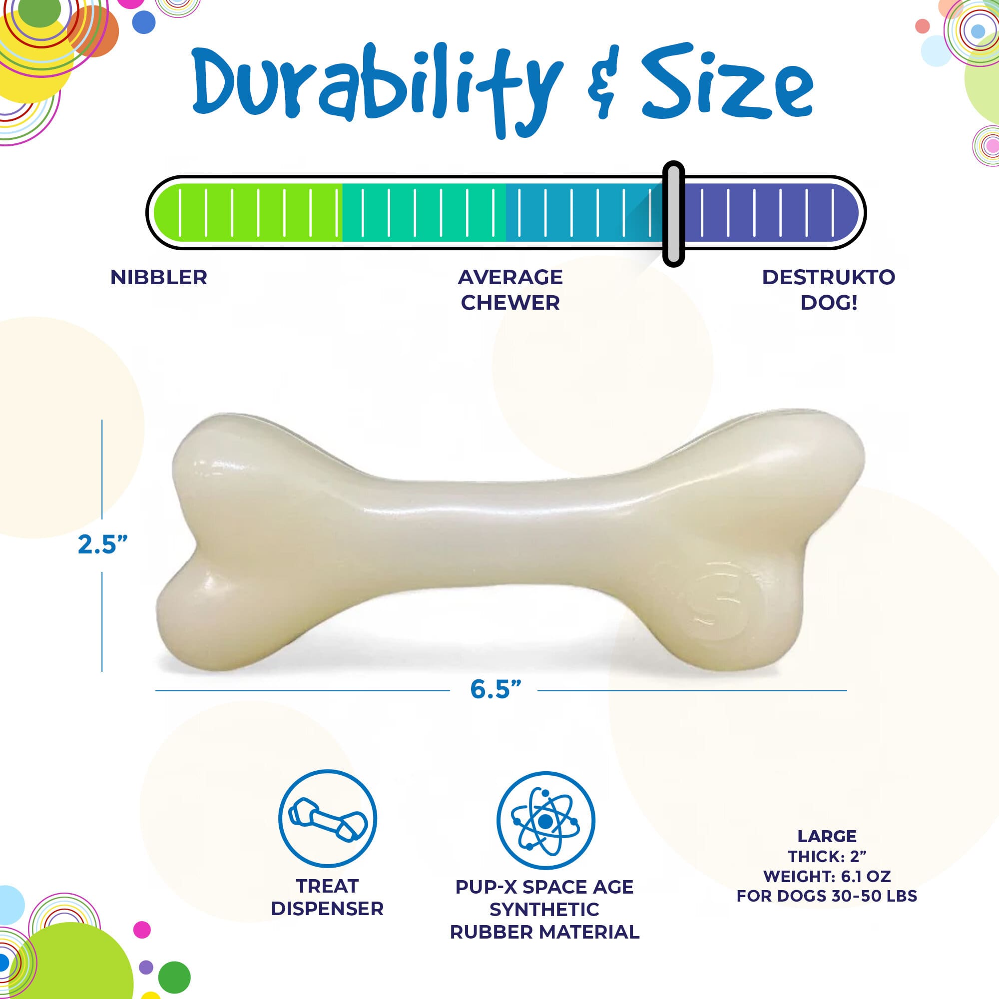 PUP-X Rubber Bone Dog Toy | American made
