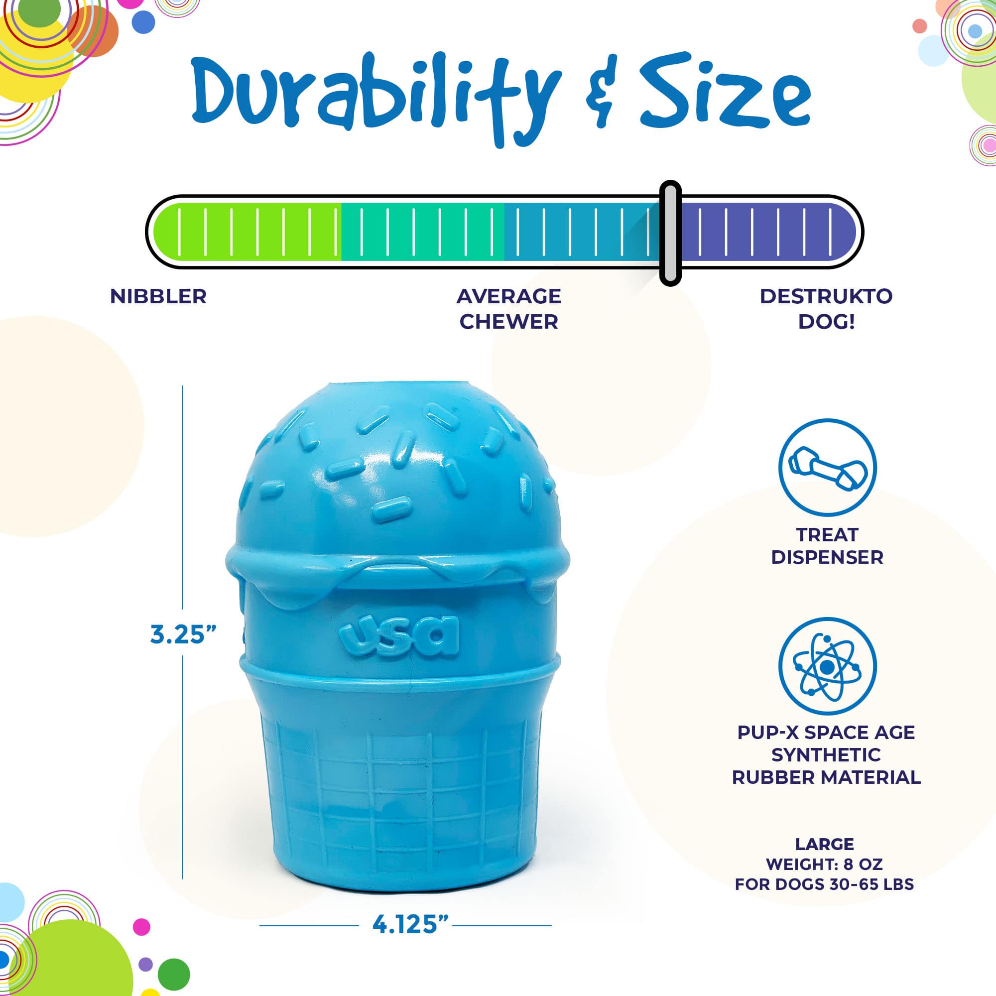 Ice Cream Cone Rubber Chew for Power Chewers | American made