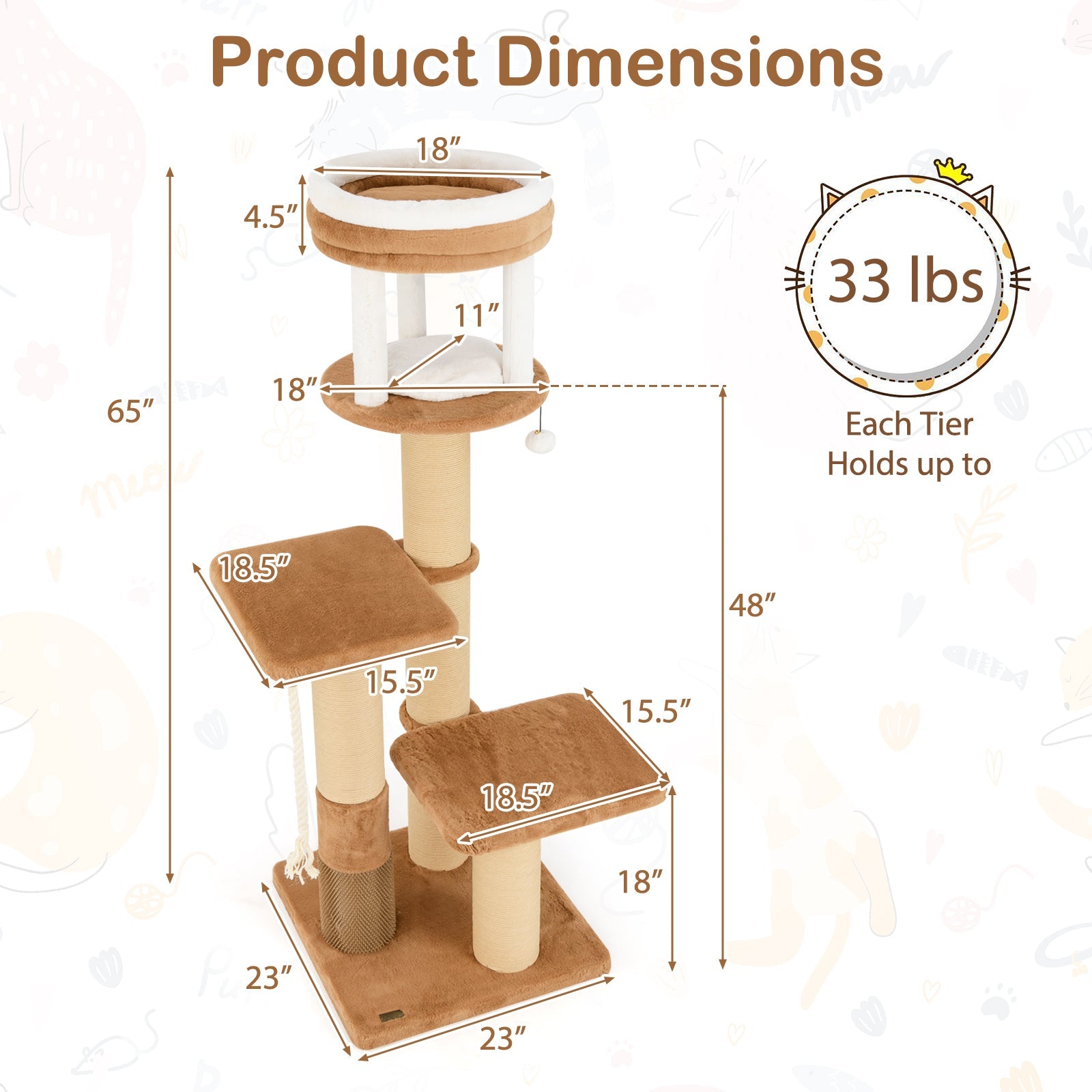 65 Inches Cat Tower