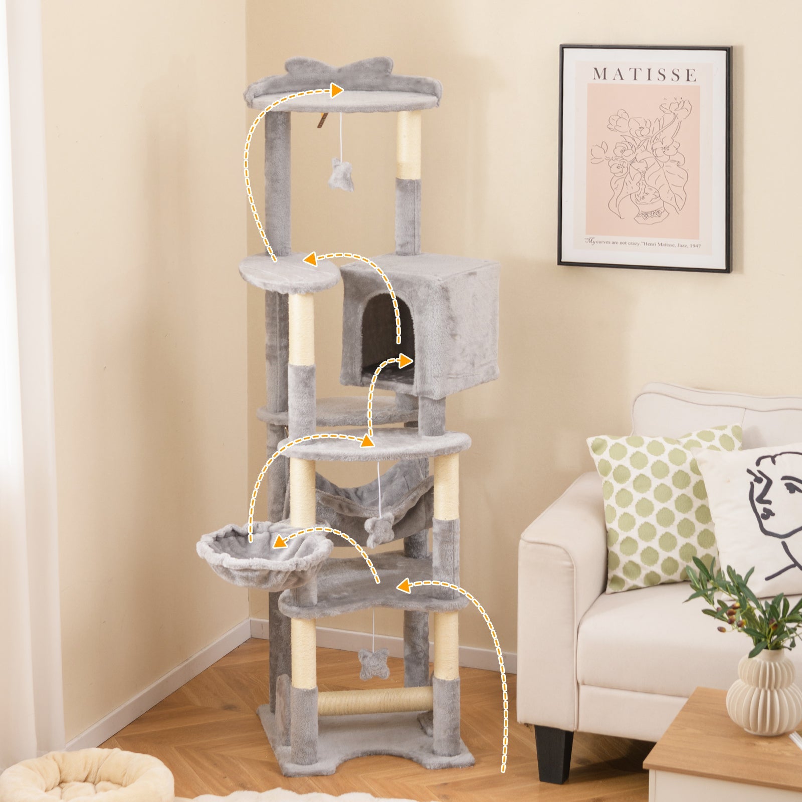 69 Inch Multi-level Cat Tree