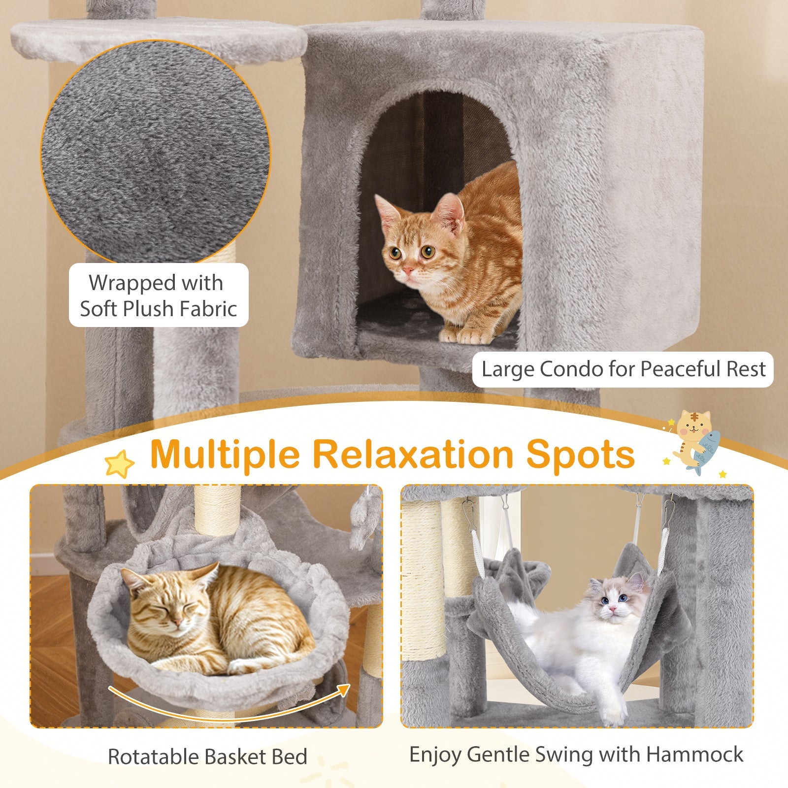 69 Inch Multi-level Cat Tree