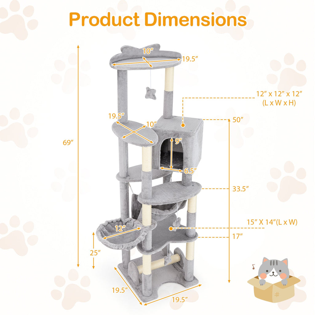 69 Inch Multi-level Cat Tree