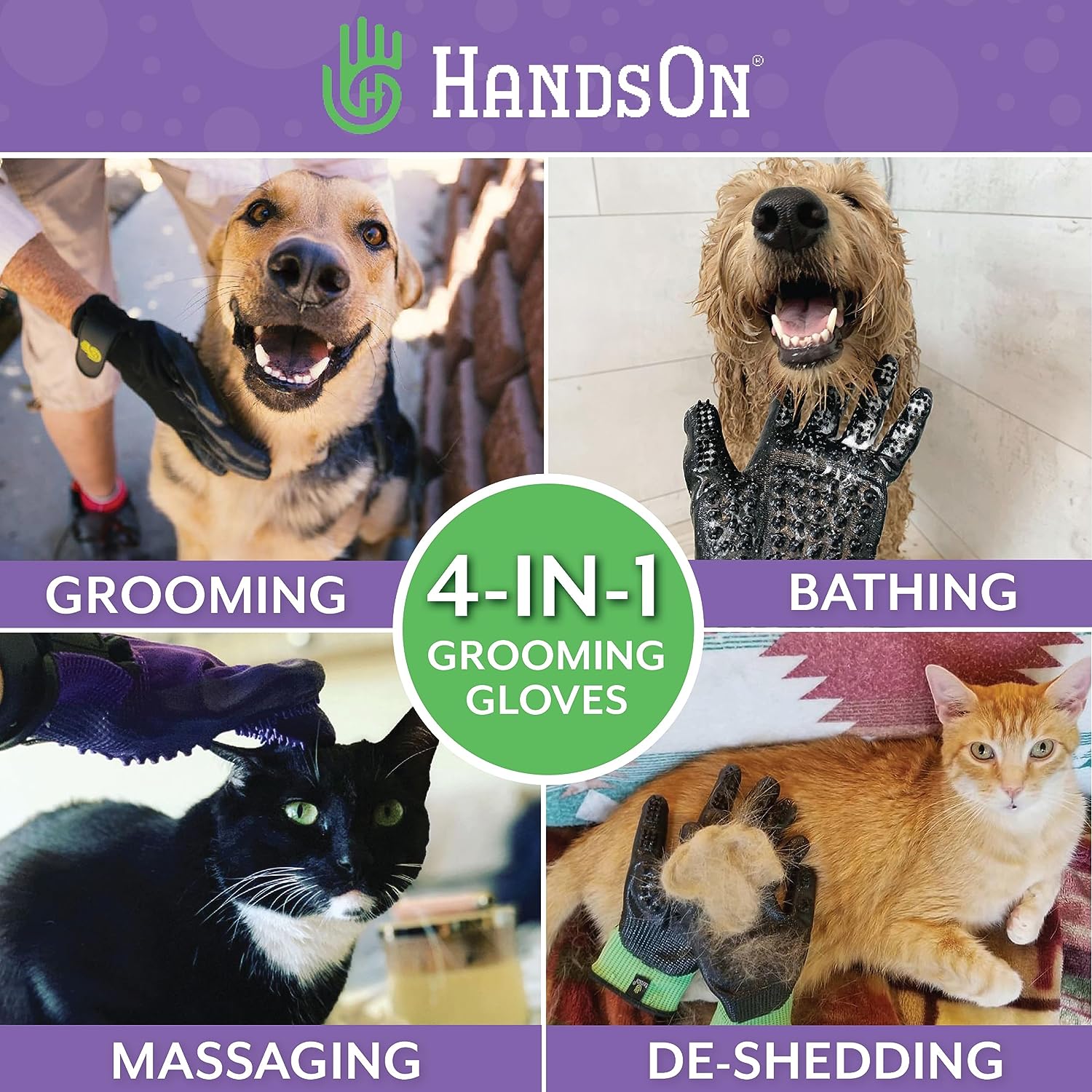 HandsOn Pet Grooming Gloves