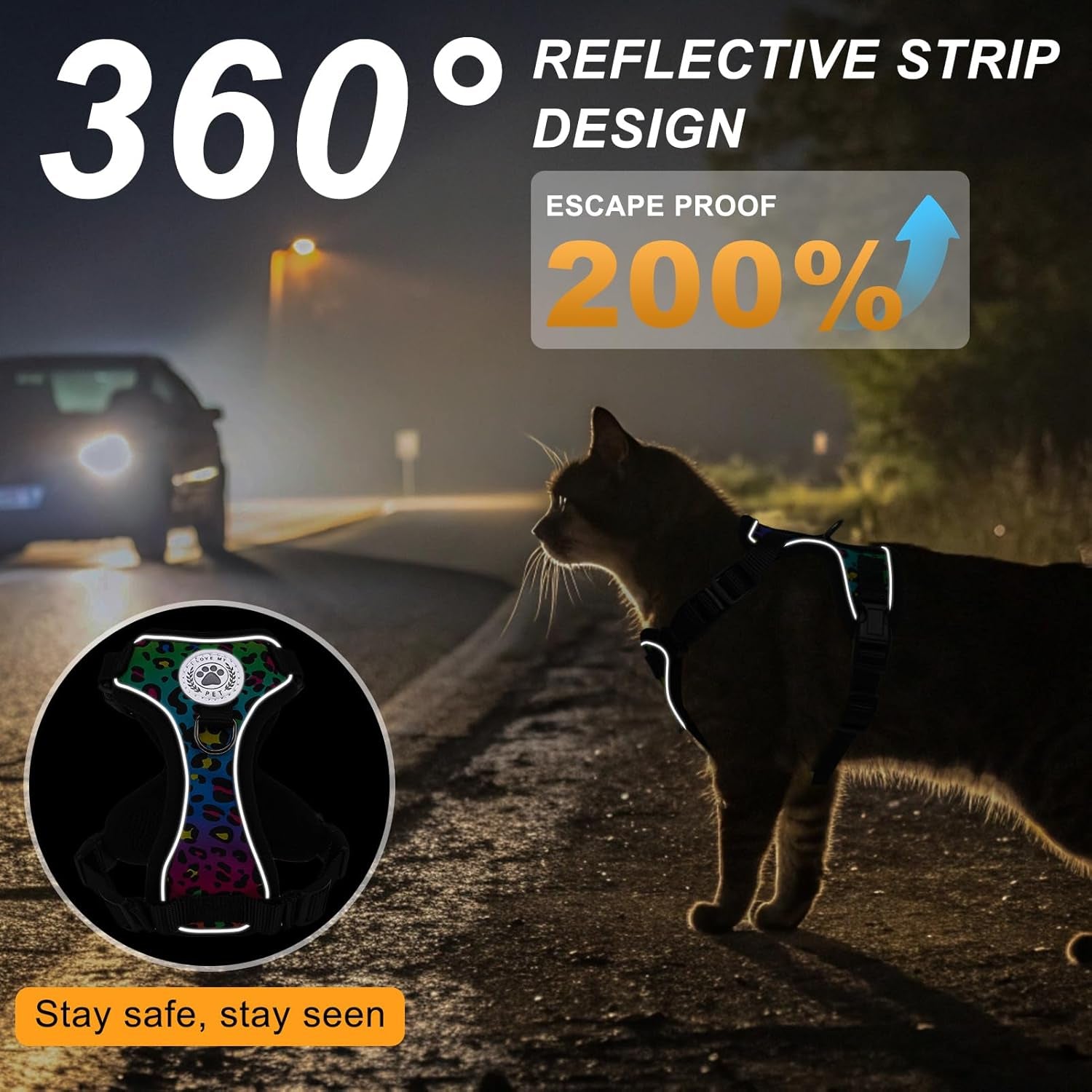 Escape Proof Cat Harness and Leash Reflective Vest