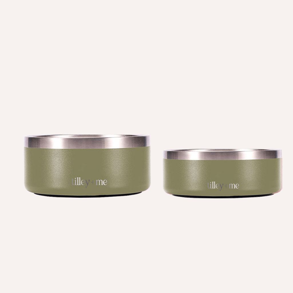 Tilley + Me Stainless Steel Pet Bowl, Dishwasher Safe | 32oz and 64oz