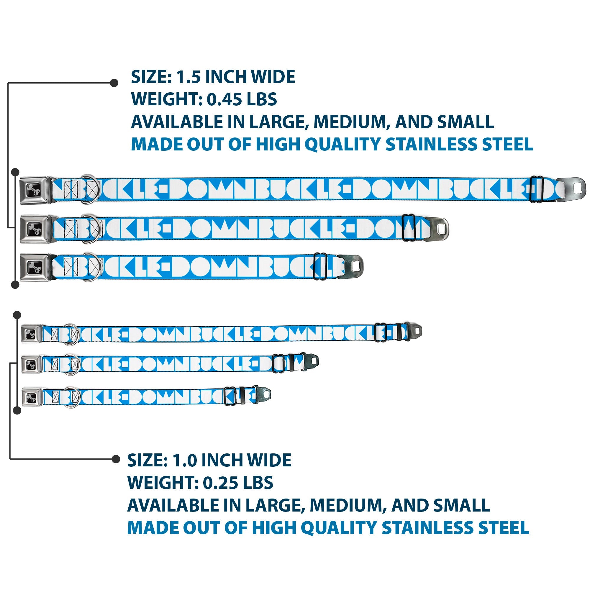 Dog Bone Buckle Collar - BUCKLE-DOWN Shapes Turquoise/White