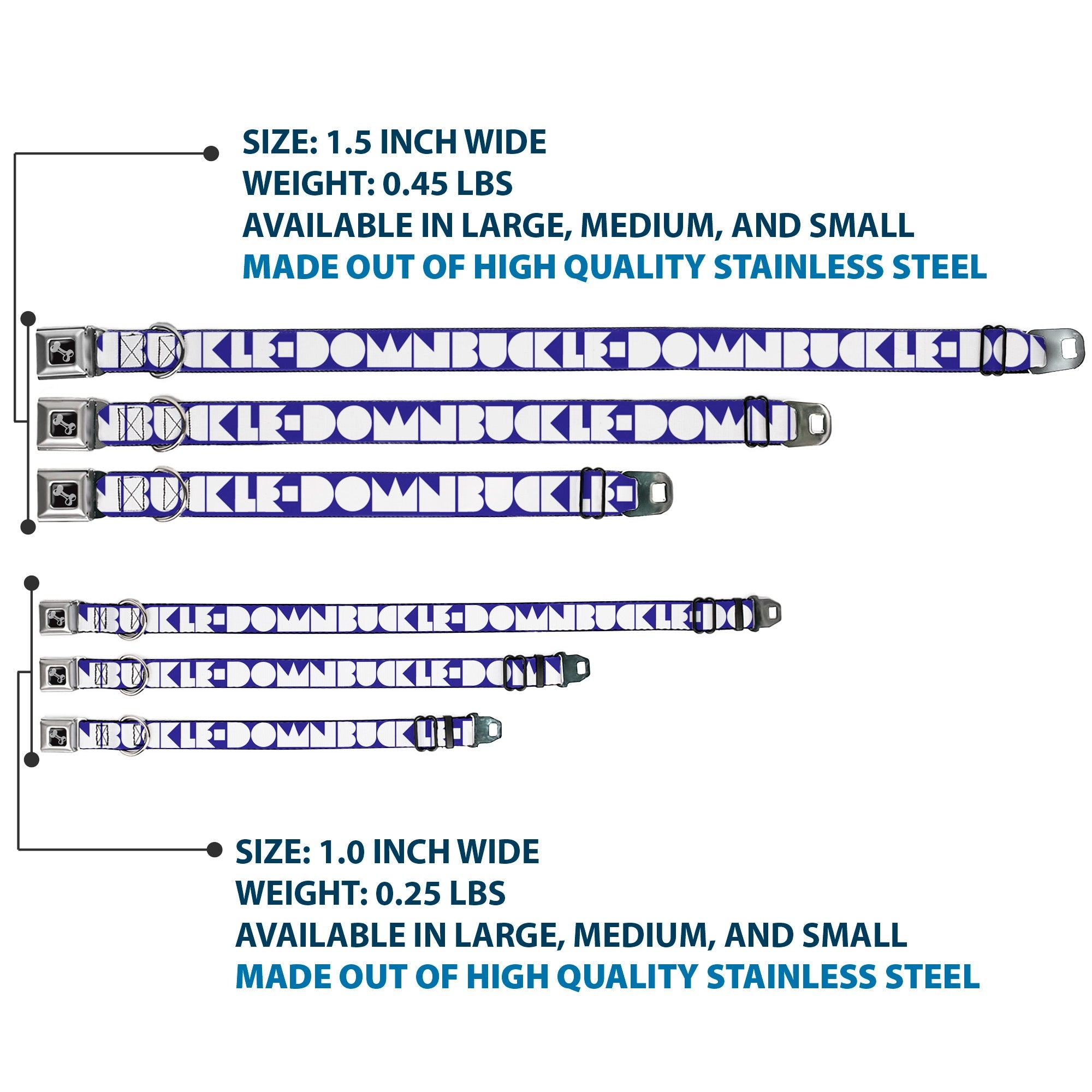 Dog Bone Buckle Collar - BUCKLE-DOWN Shapes Blue/White