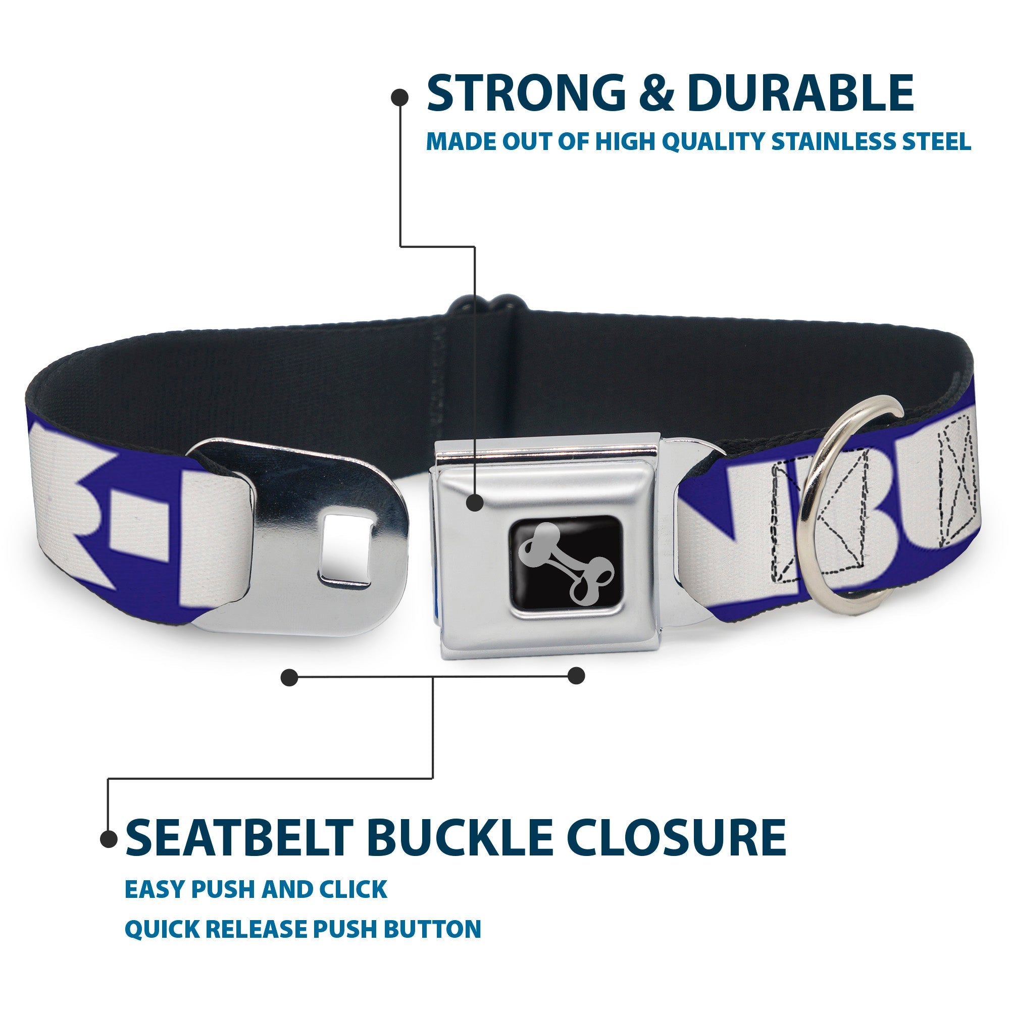Dog Bone Buckle Collar - BUCKLE-DOWN Shapes Blue/White