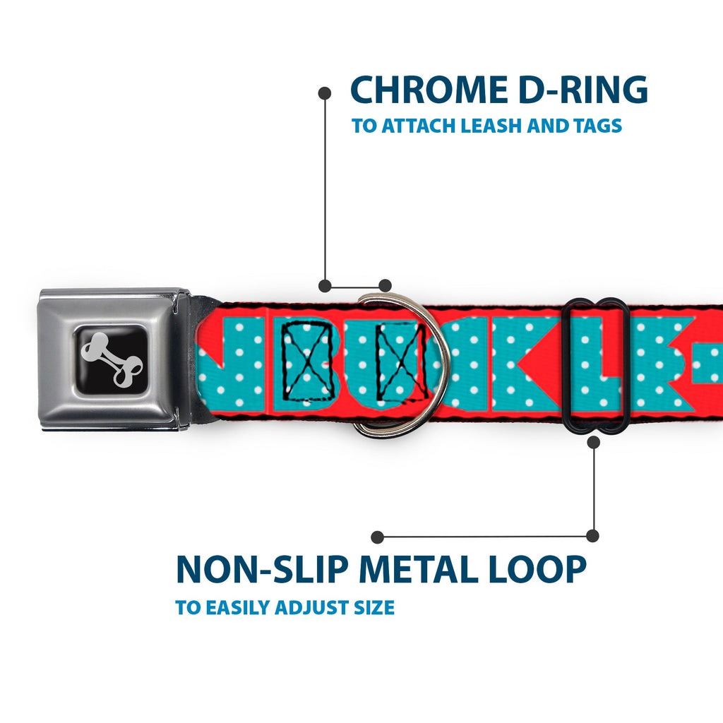 Dog Bone Buckle Collar - BUCKLE-DOWN Shapes Red/Dot Turquoise/White