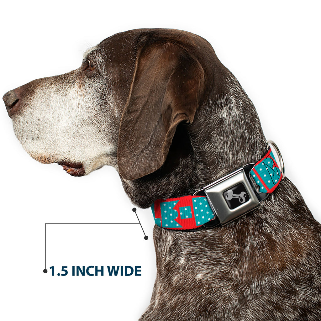 Dog Bone Buckle Collar - BUCKLE-DOWN Shapes Red/Dot Turquoise/White