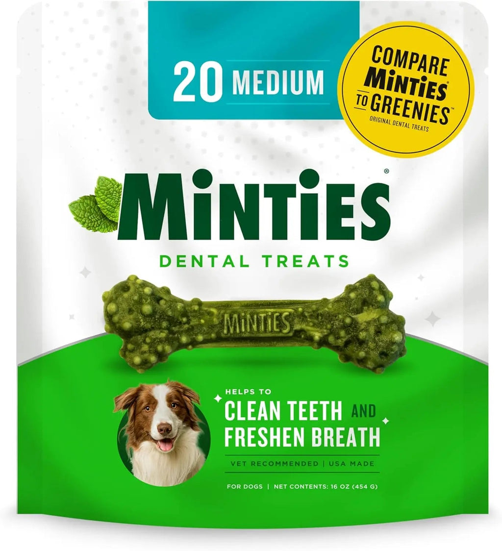 Minties Dental Dog Treats | Vet-Recommended Mint Bones for Fresh Breath – Wags & Whiskers