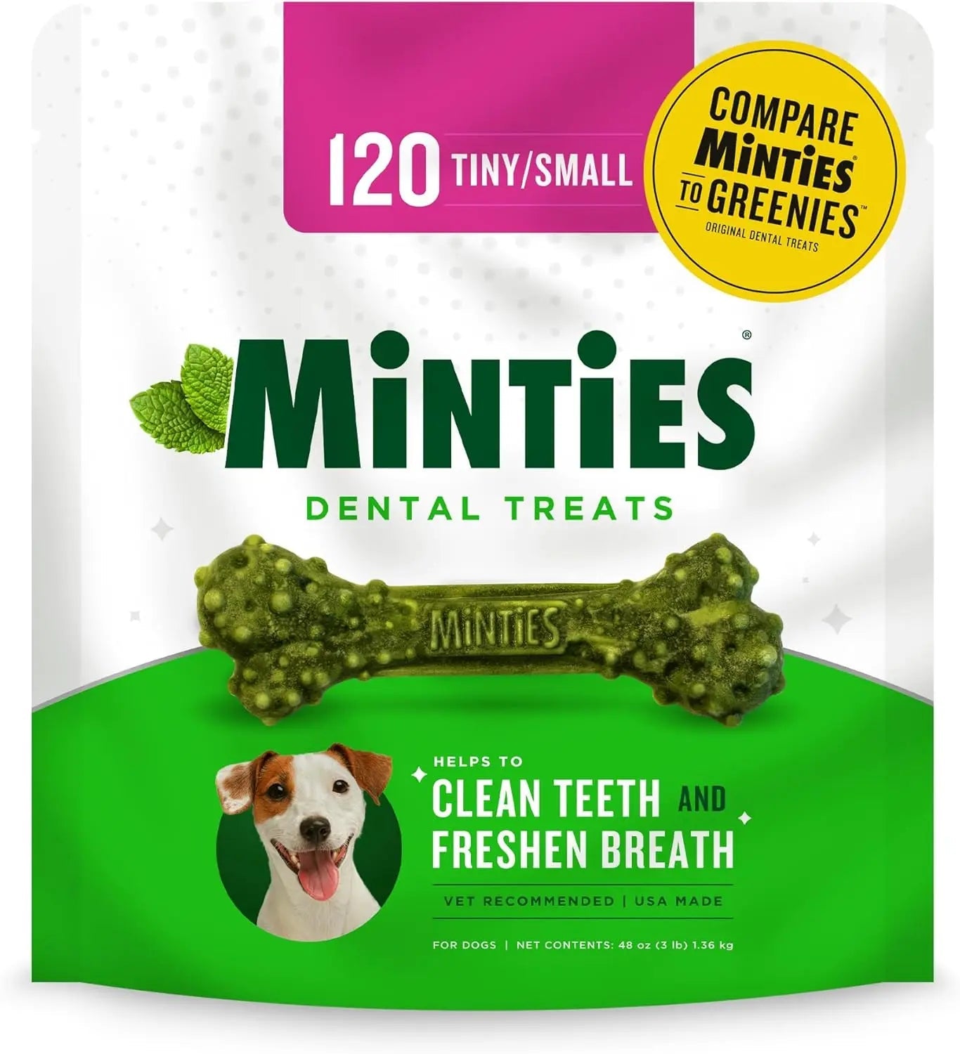 Minties Dental Dog Treats | Vet-Recommended Mint Bones for Fresh Breath – Wags & Whiskers