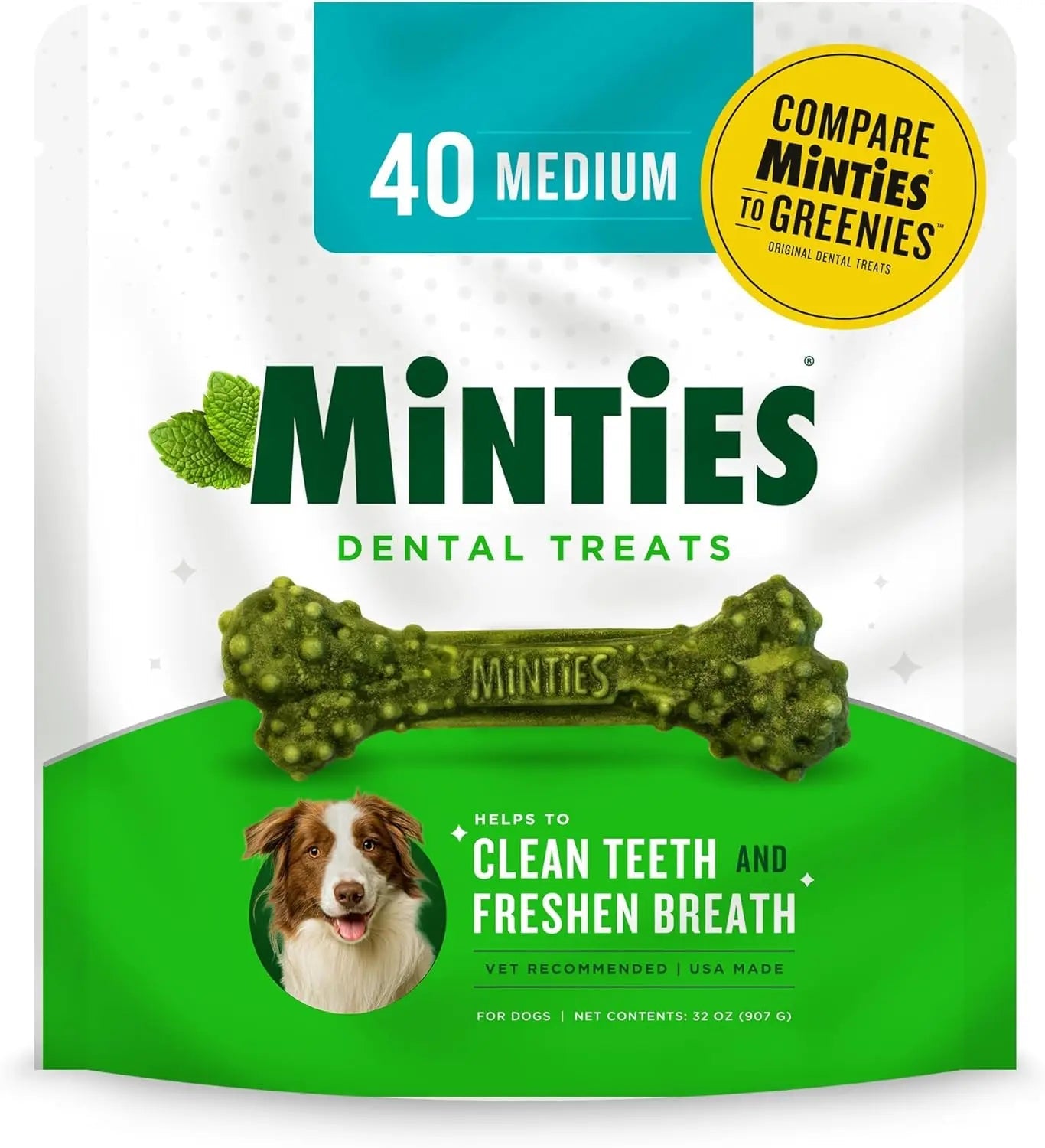 Minties Dental Dog Treats | Vet-Recommended Mint Bones for Fresh Breath – Wags & Whiskers