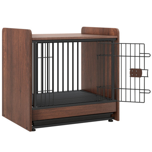 Indoor Crate with Removable Tray and Lockable Door