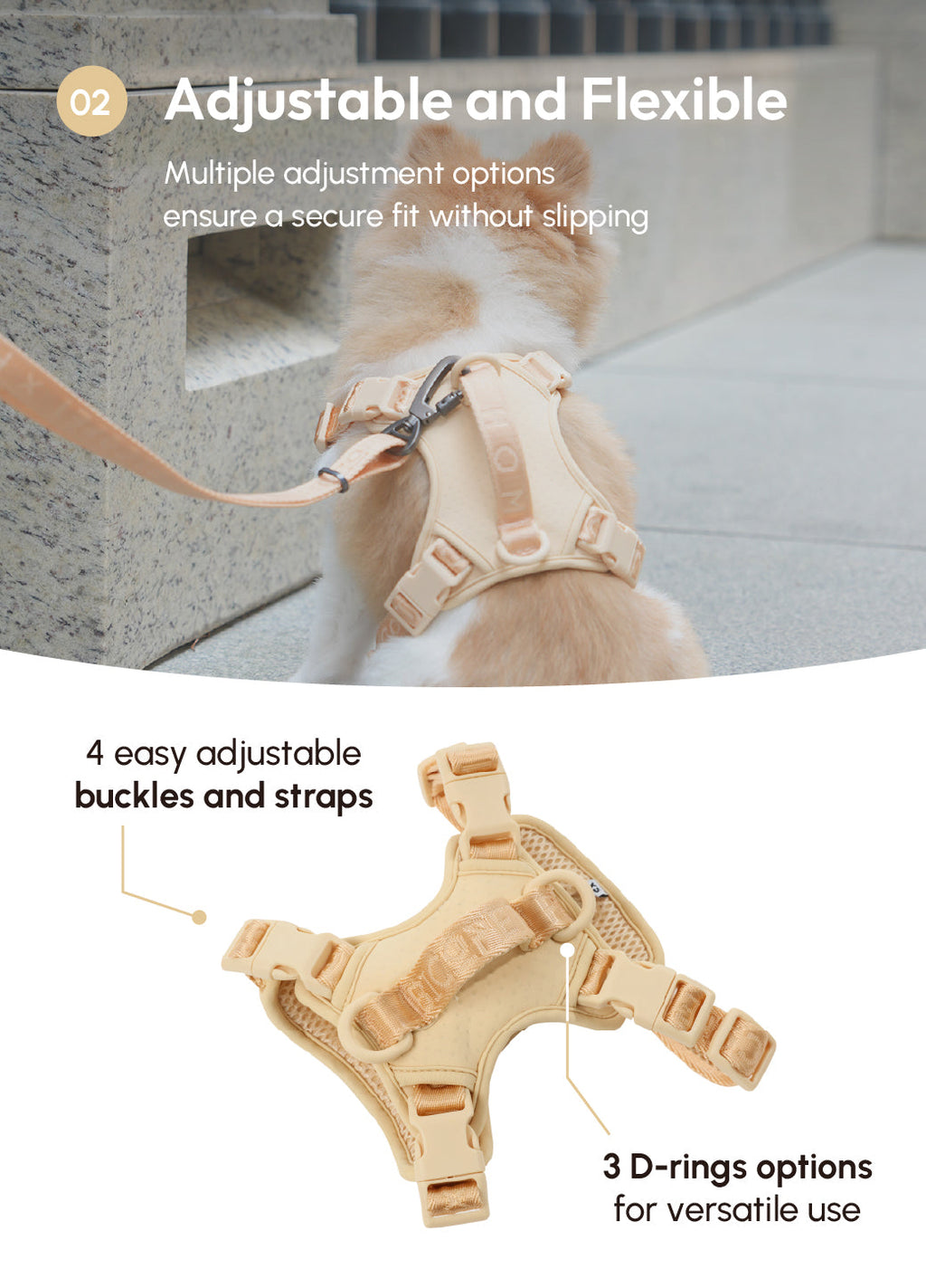 No pull active pet harness - APRICOT
