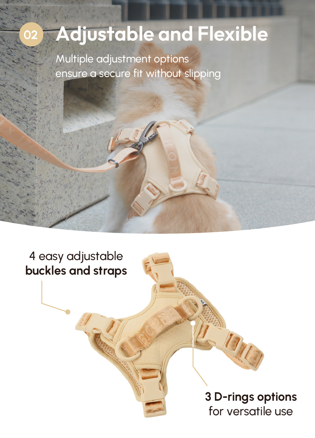 No pull active pet harness - APRICOT