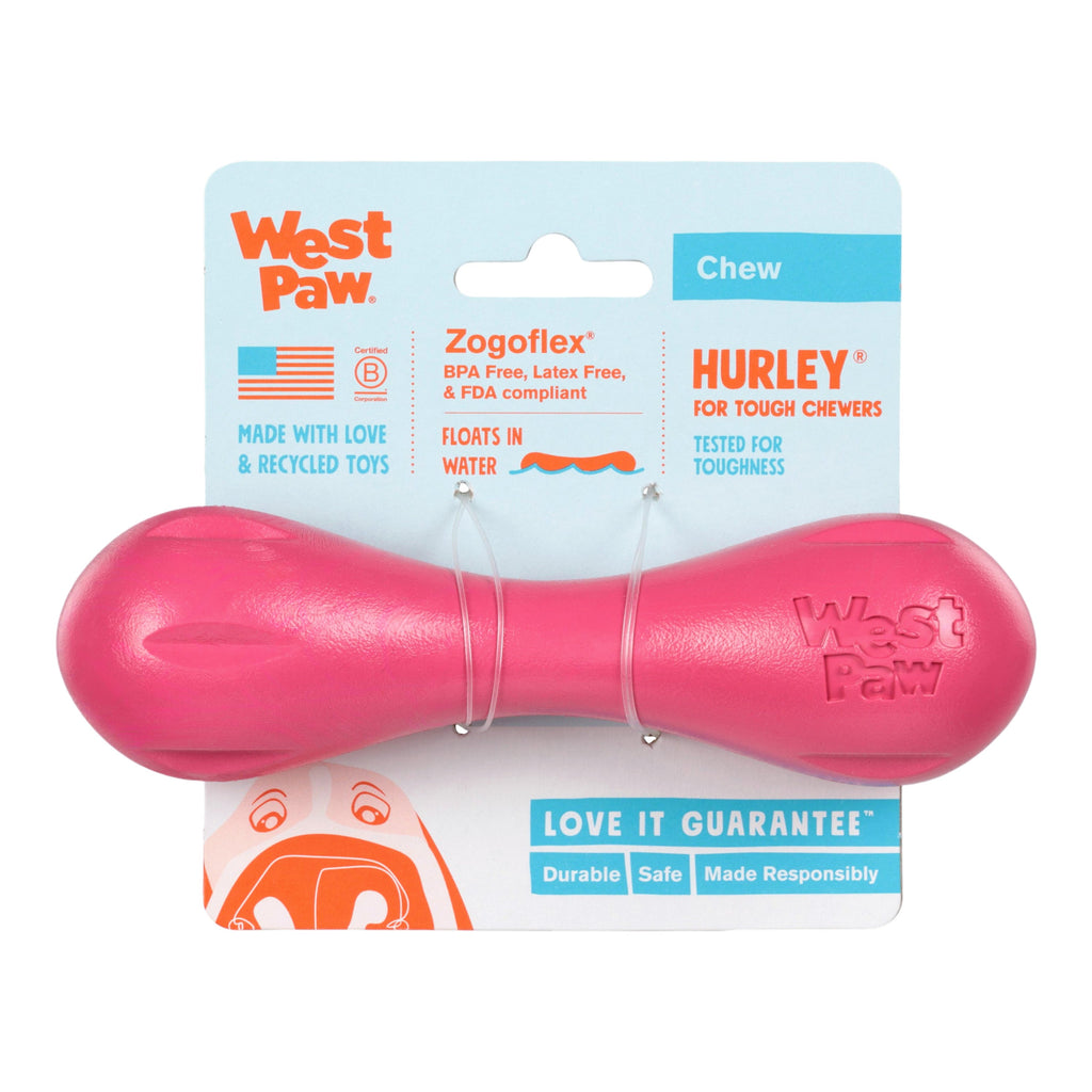Hurley Dog Bone Chew Toy | Nearly Indestructible Fetch Bone – West Paw (Geranium)