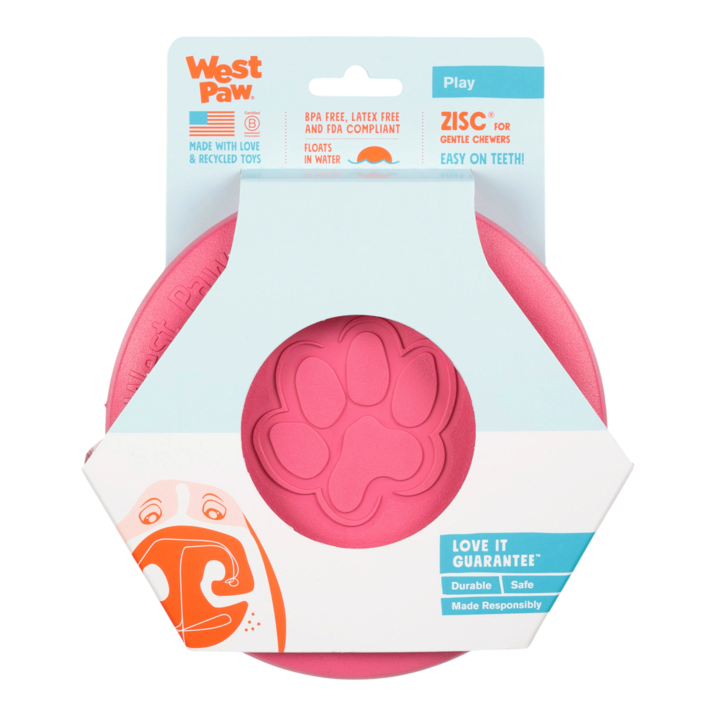 Zisc Flying Disc Dog Toy | Soft, Floatable Frisbee for Fetch – West Paw (Geranium)