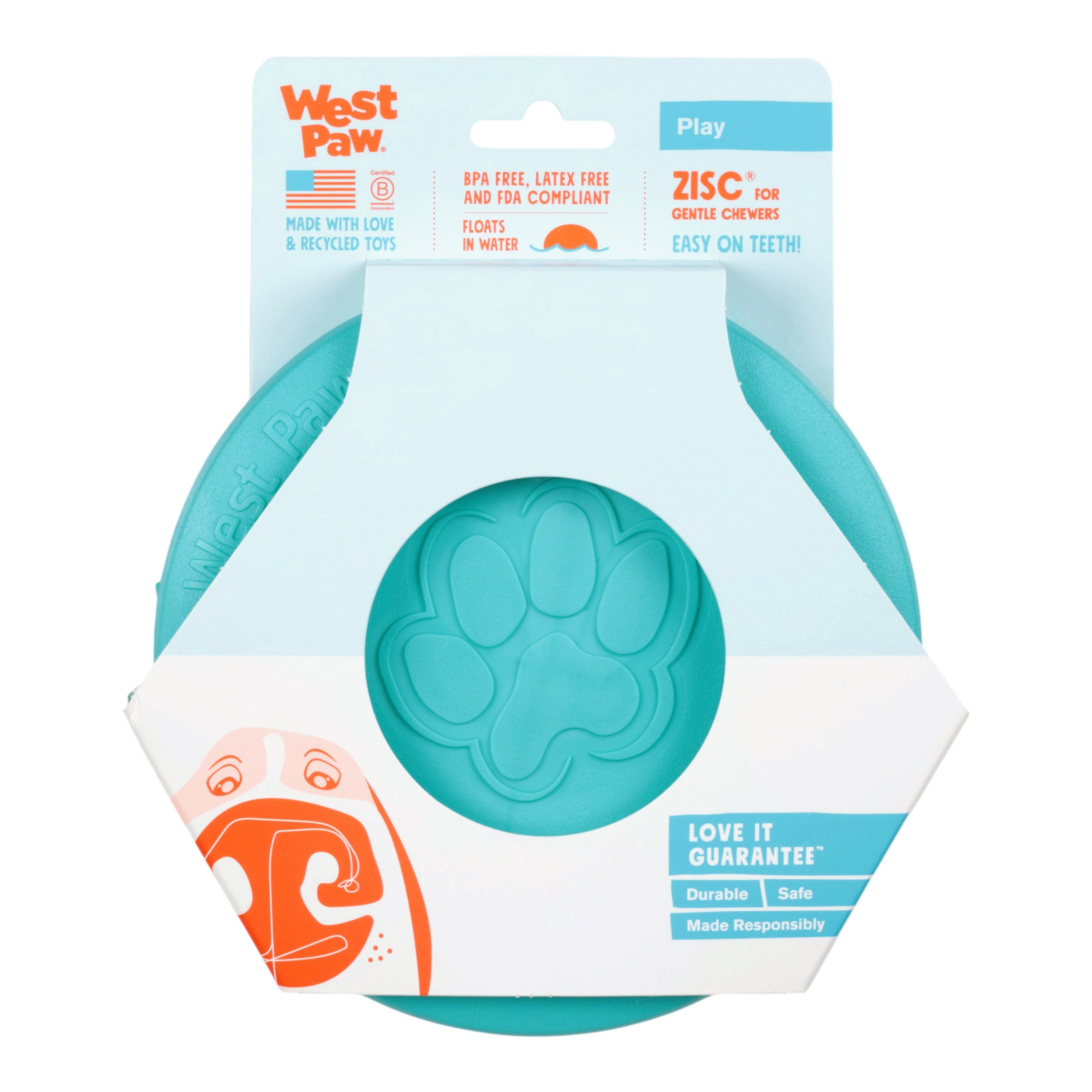 Zisc Flying Disc Dog Toy | Soft, Floatable Frisbee for Fetch – West Paw (Teal)