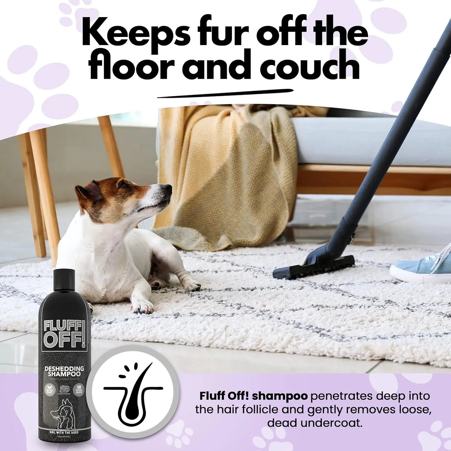 Fluff Off Dog & Cat Shampoo Set | Deshedding & Sensitive Skin Formula, 16oz Each – Wags & Whiskers