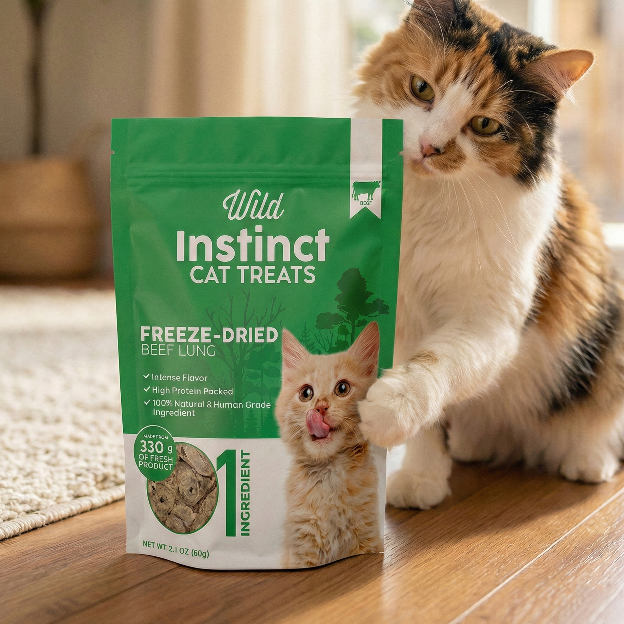 Freeze-Dried Beef Lung Cat Treats | Single-Ingredient, High-Protein Snack – Wild Instinct