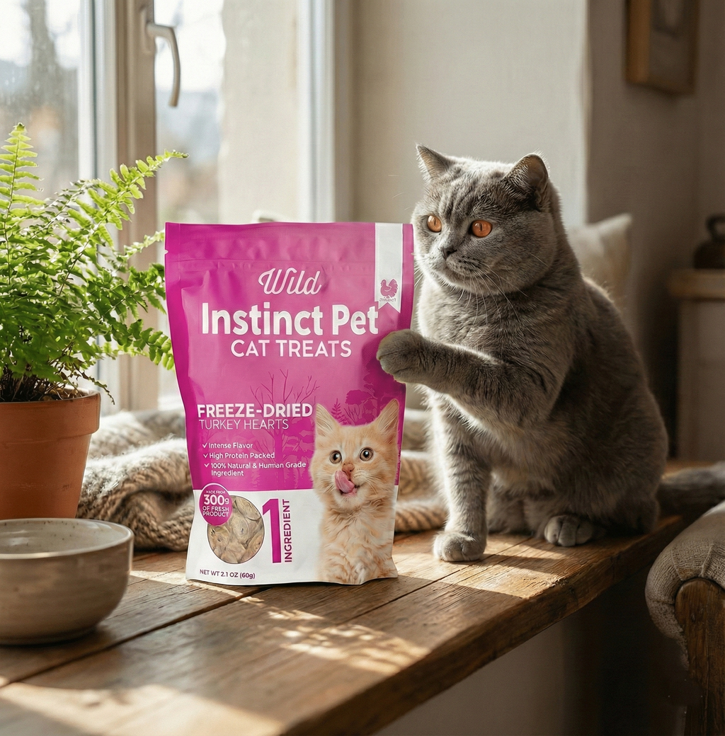 Freeze-Dried Turkey Heart Cat Treats | 100% Real Turkey, Single-Ingredient – Wild Instinct