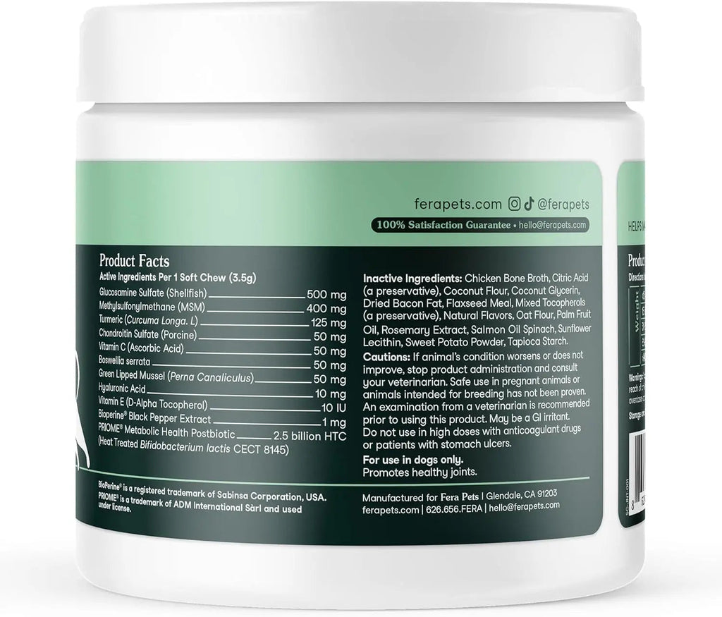 Hip & Joint Supplement for Dogs | Glucosamine & MSM Soft Chews, 90 Ct – Wags & Whiskers