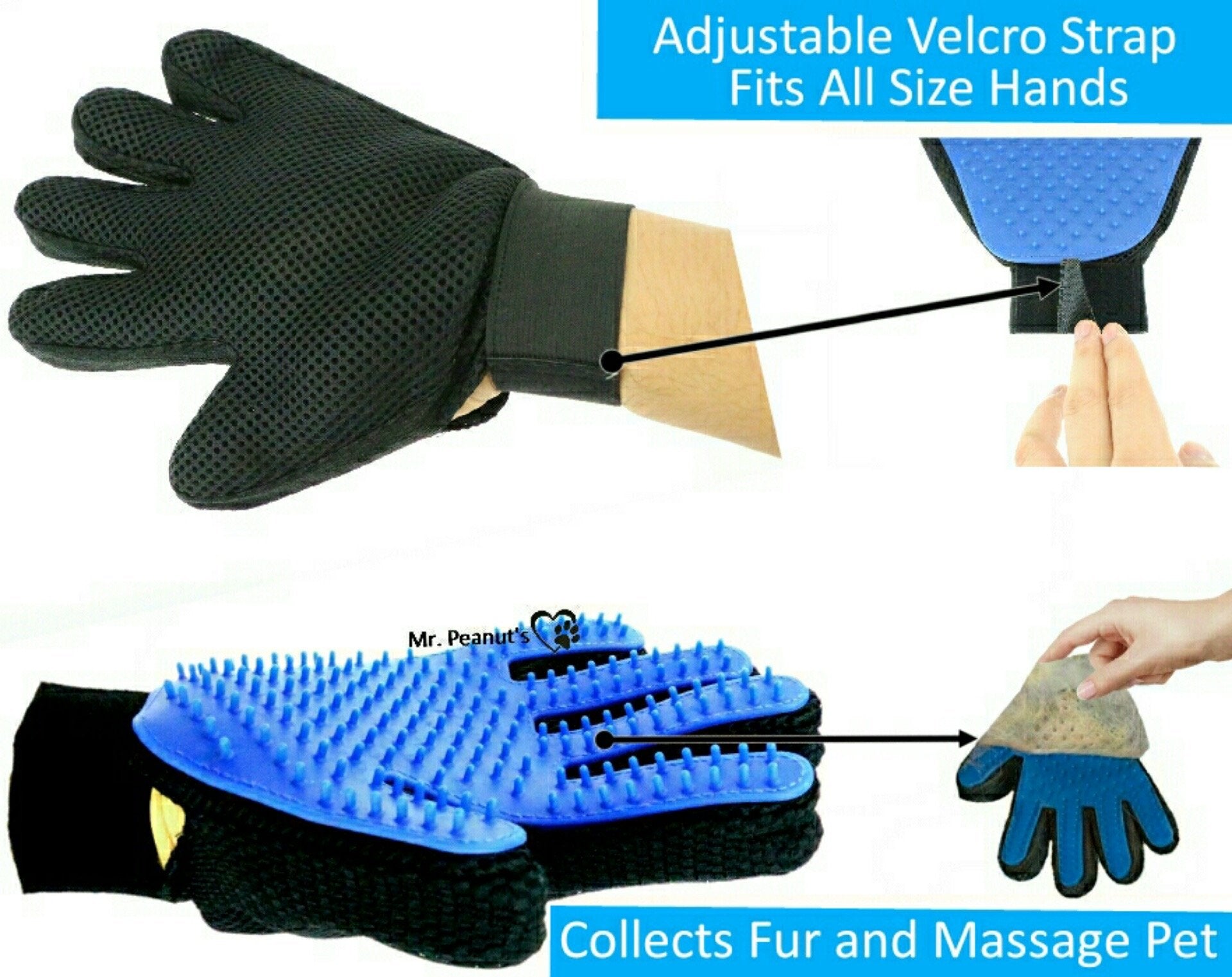 Mr. Peanut's 2 Pack Grooming Gloves