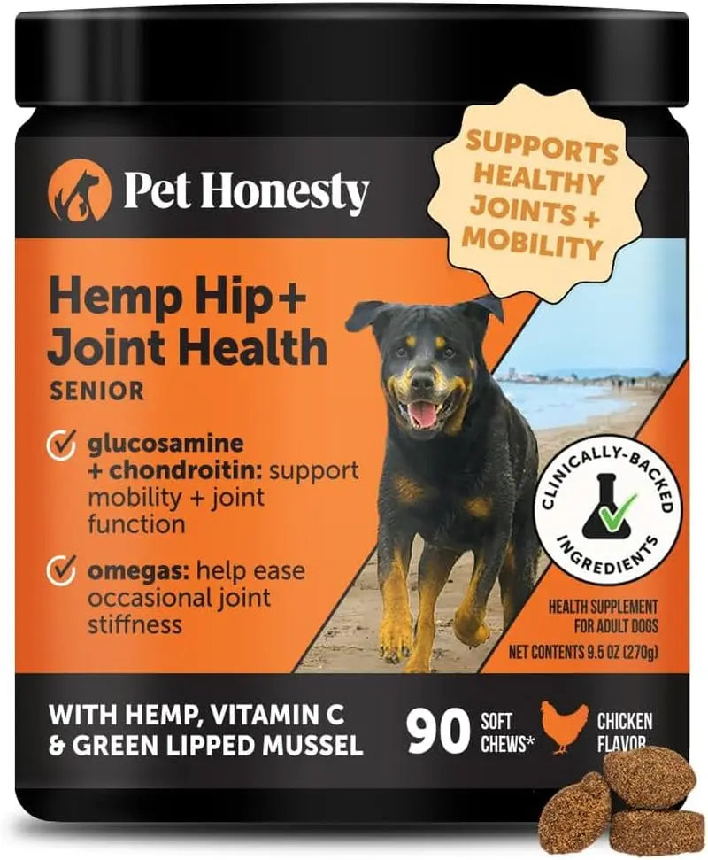 Pet Honesty Senior Hemp Hip & Joint Chews | Natural Mobility Support, 90 Ct – Wags & Whiskers