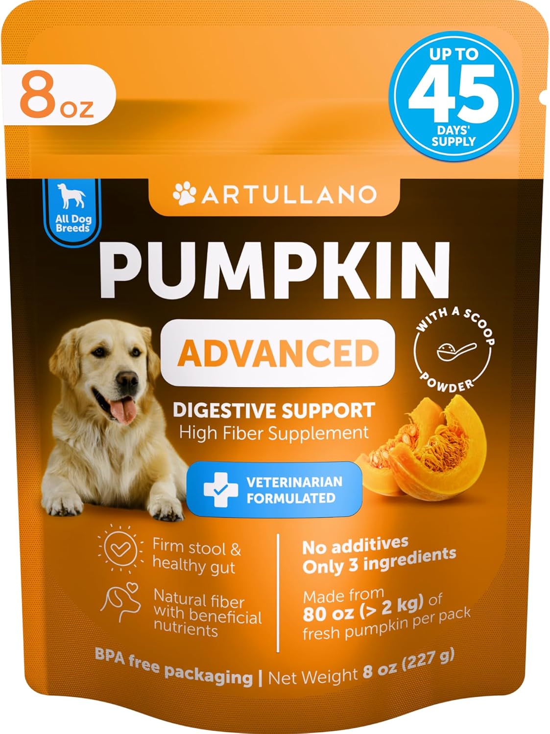 Pumpkin Powder for Dogs | Fiber Supplement for Digestion & Stool Support, 16oz – Wags & Whiskers