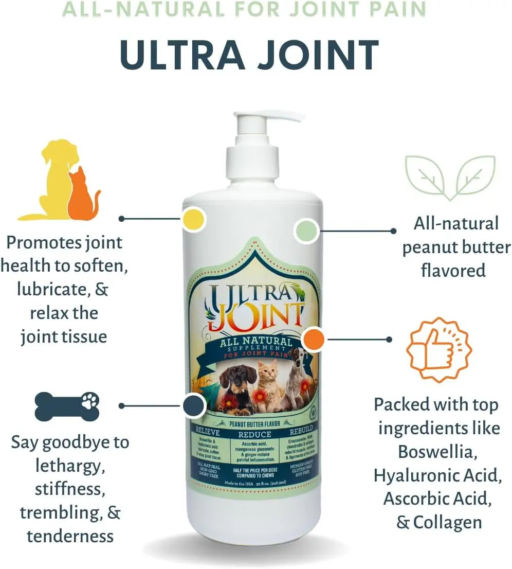 Ultra Joint Liquid Dog Supplement | Glucosamine & Chondroitin, 8oz & 16oz – Wags & Whiskers