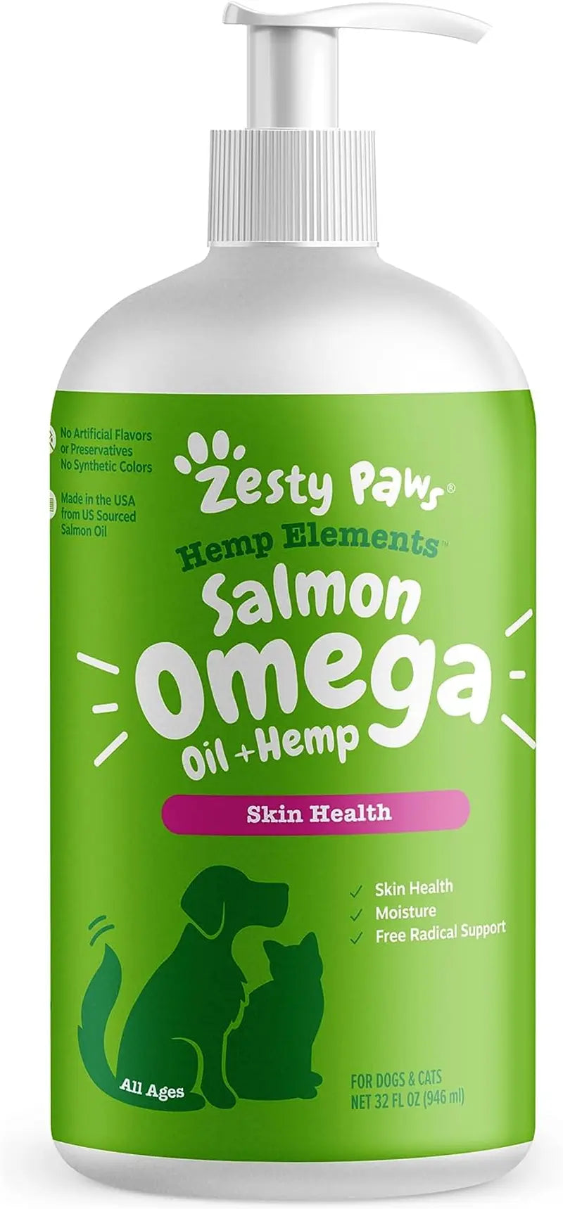 Zesty Paws Wild Alaskan Omega-3 Oil | Skin & Coat Support for Dogs & Cats, 8.5oz – Wags & Whiskers