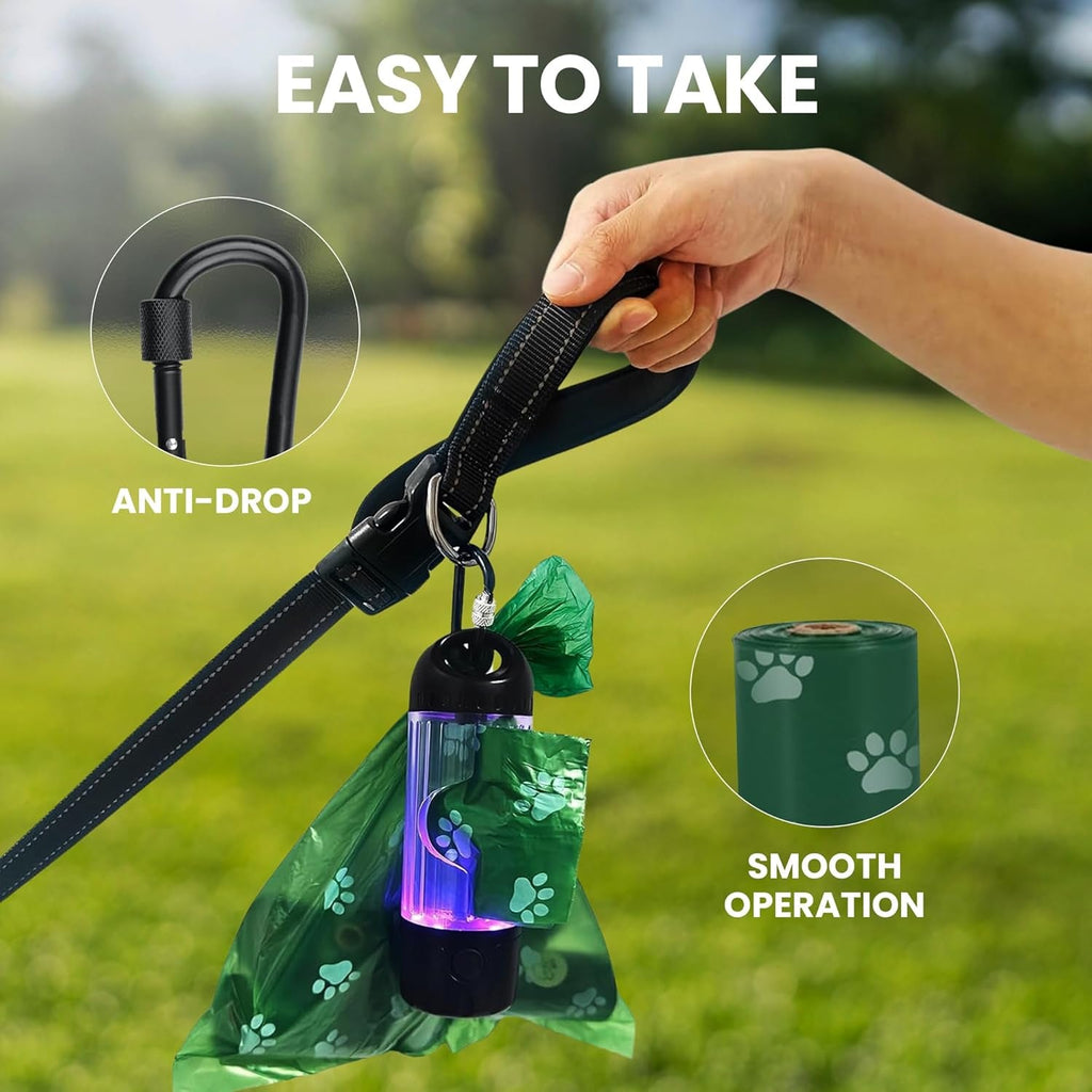 LED Flashlight Dog Poop Bag Dispenser | USB-C Rechargeable, 45 Bags Included – Wags & Whiskers