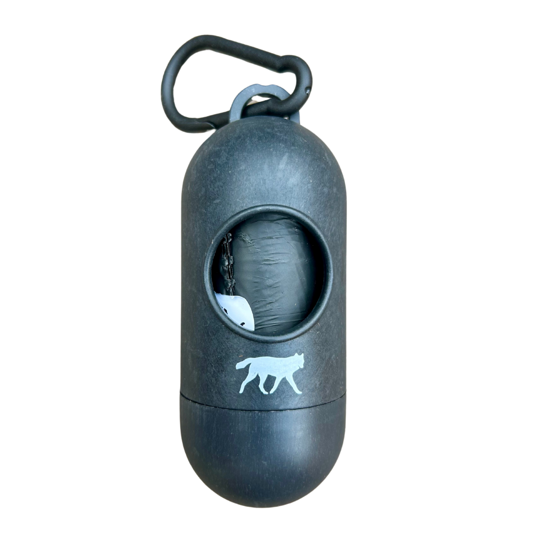 compostable plant-based dog waste bags + bamboo dispenser