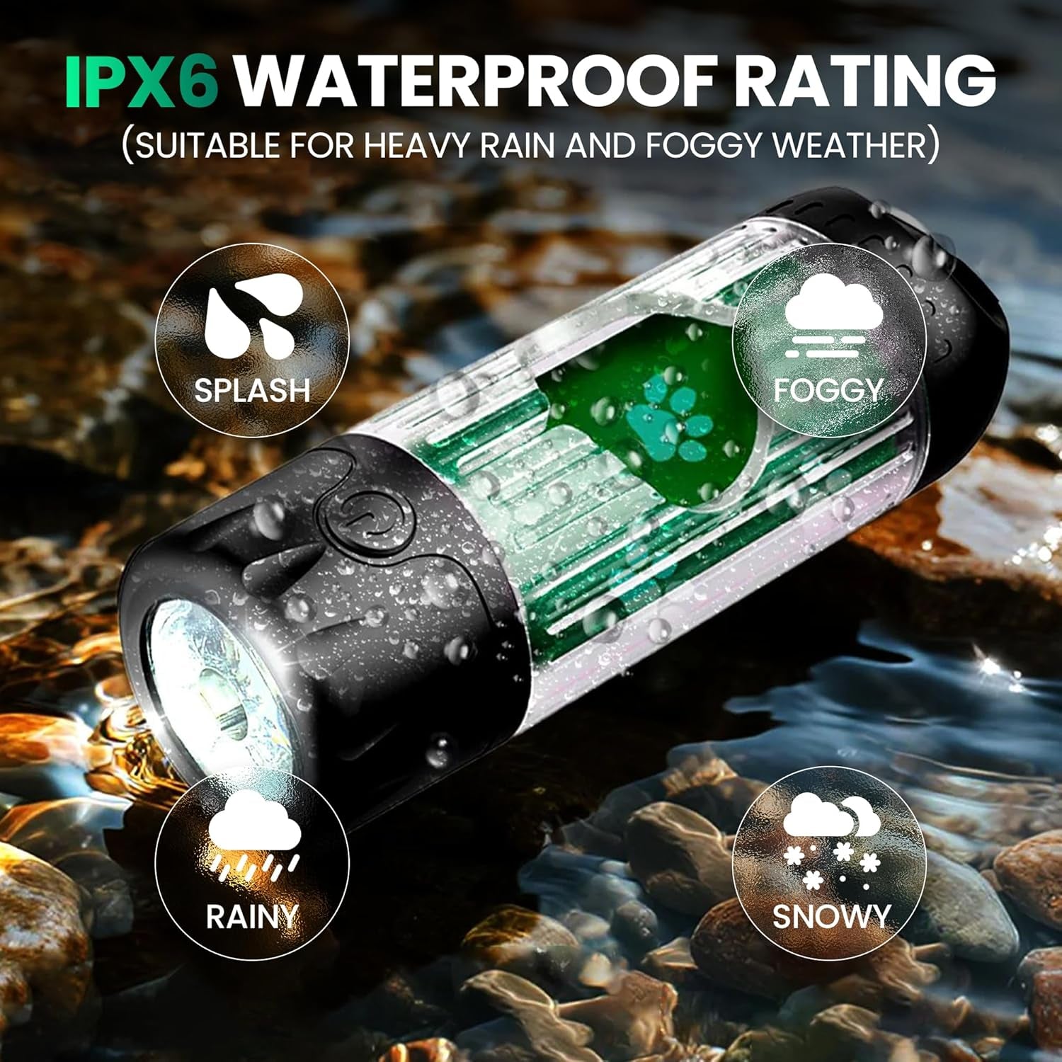 LED Flashlight Dog Poop Bag Dispenser | USB-C Rechargeable, 45 Bags Included – Wags & Whiskers