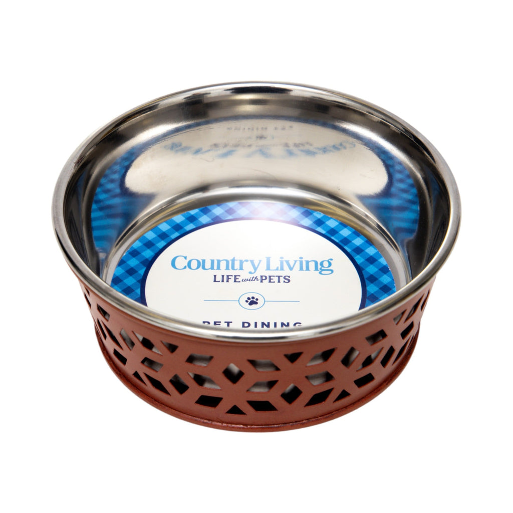 Country Living Farmhouse Stainless Steel Dog Bowls, Set of 2 | For Small to Medium Dogs
