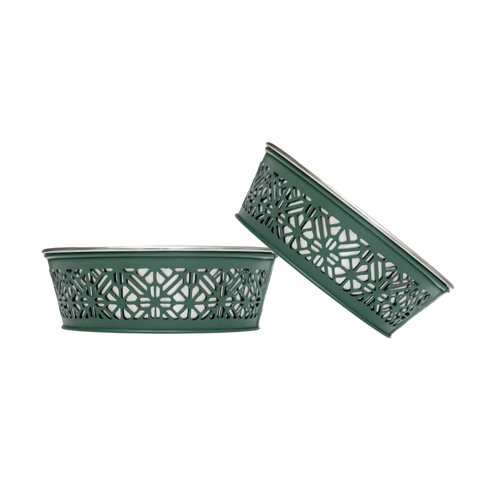 Country Living Farmhouse Stainless Steel Dog Bowls, Set of 2 | For Small to Medium Dogs