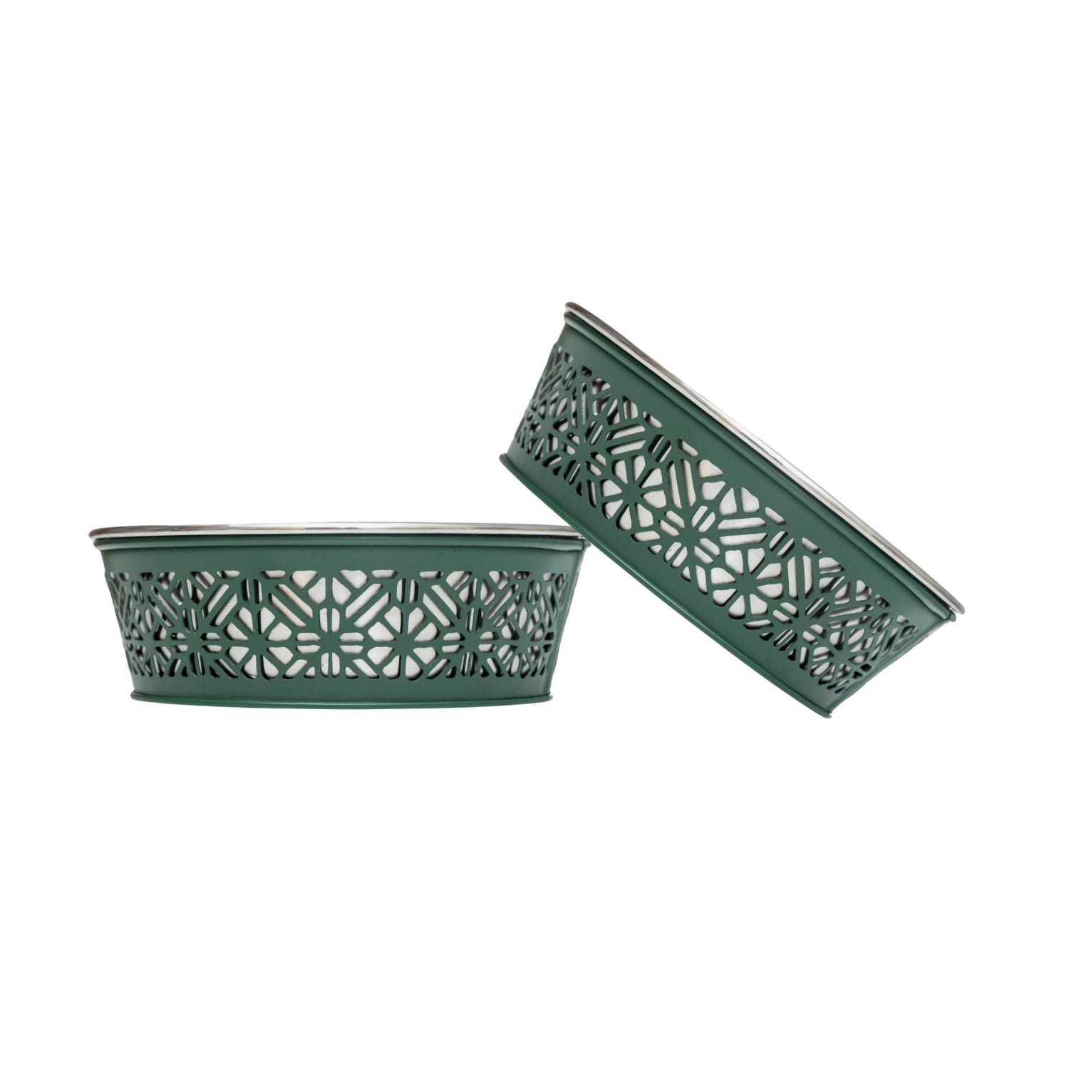 Country Living Farmhouse Stainless Steel Dog Bowls, Set of 2 | For Small to Medium Dogs