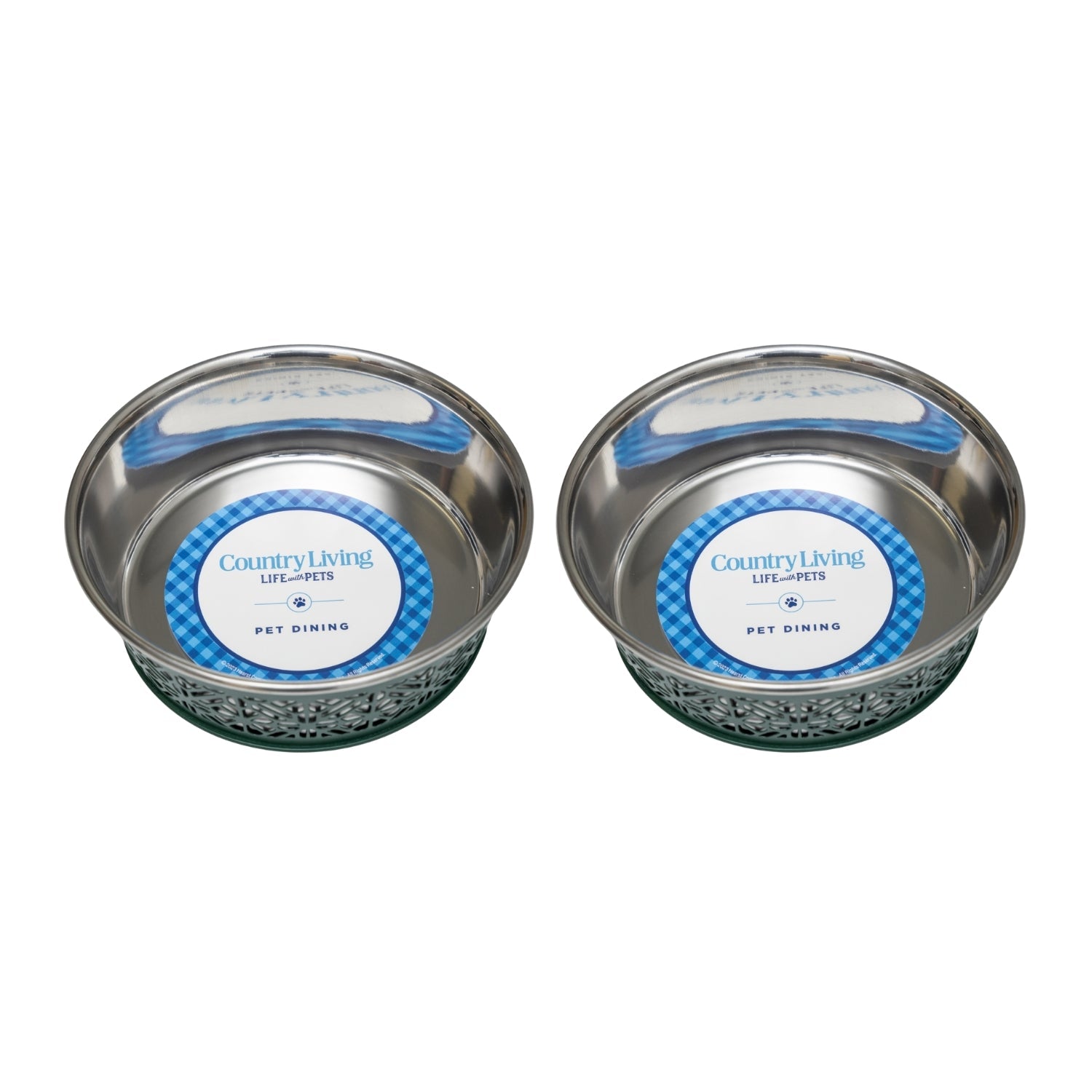 Country Living Farmhouse Stainless Steel Dog Bowls, Set of 2 | For Small to Medium Dogs