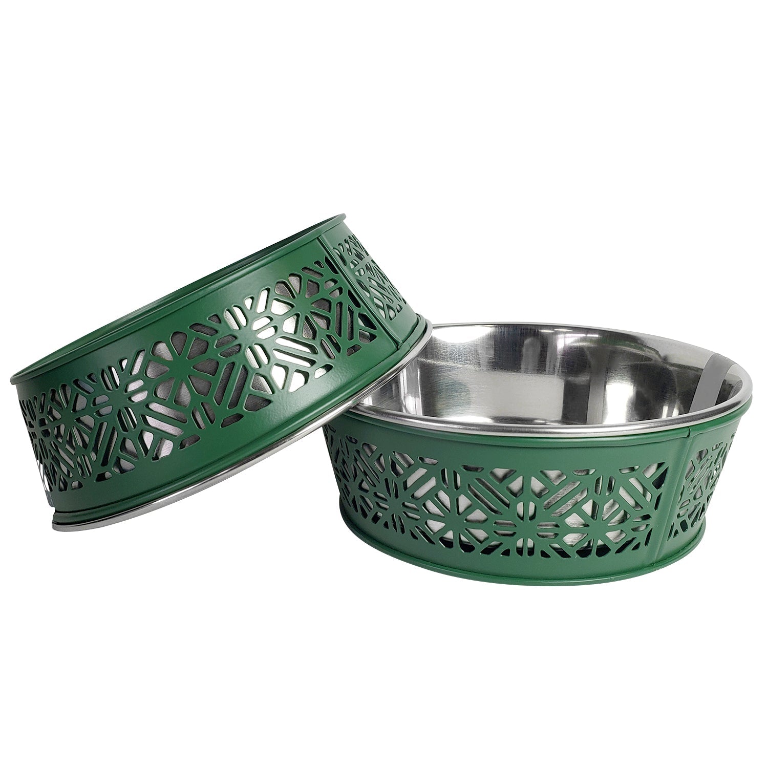 Country Living Farmhouse Stainless Steel Dog Bowls, Set of 2 | For Small to Medium Dogs