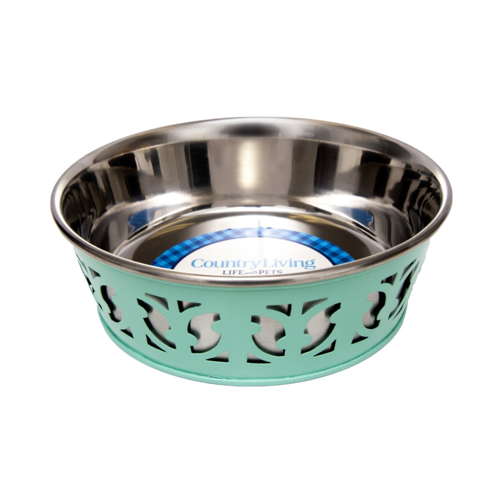 Country Living Farmhouse Stainless Steel Dog Bowls, Set of 2 | For Small to Medium Dogs