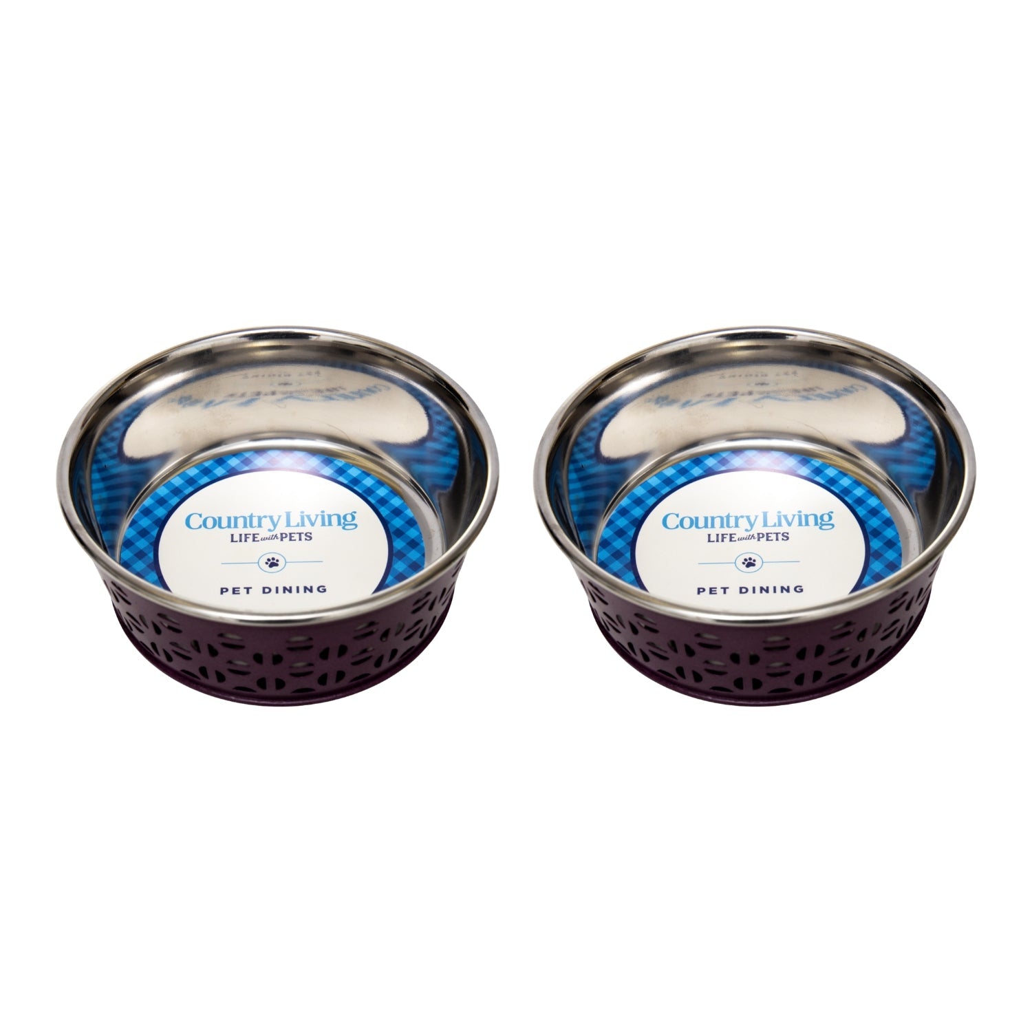 Country Living Farmhouse Stainless Steel Dog Bowls, Set of 2 | For Small to Medium Dogs