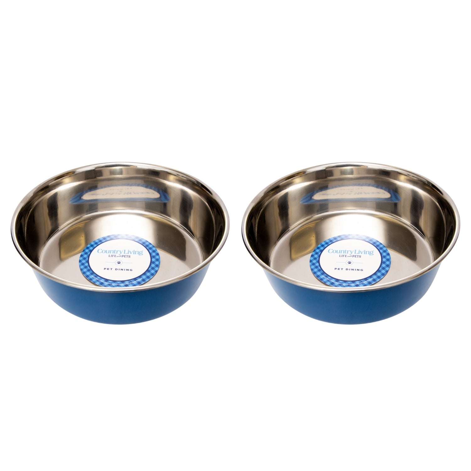 Country Living Heavy Gauge Stainless Steel Dog Bowls, Set of 2 | Non-Skid Food & Water Bowls
