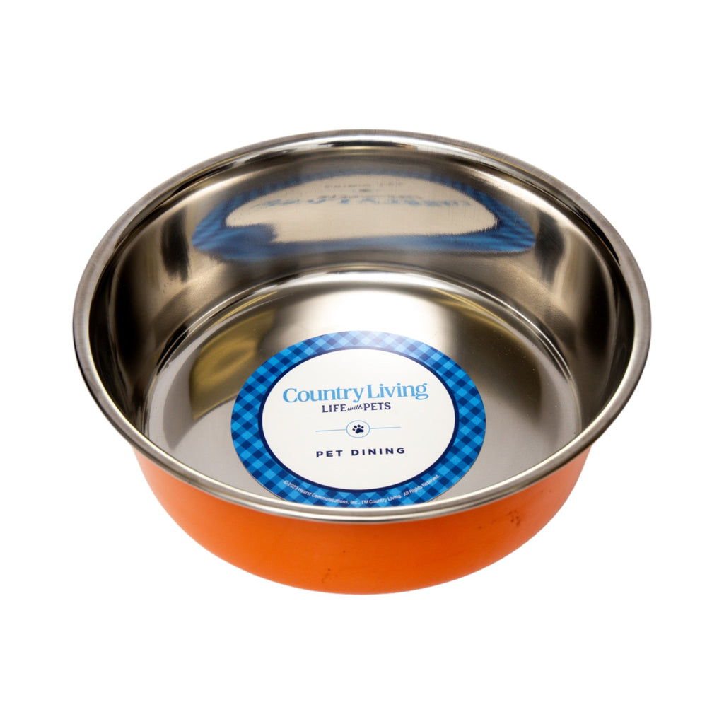 Country Living Heavy Gauge Stainless Steel Dog Bowls, Set of 2 | Non-Skid Food & Water Bowls